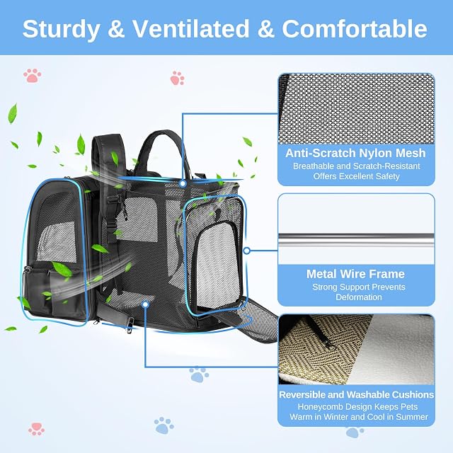 Foto 4 de 8 de Dogat Mochila transportadora para Gatos, portátil Transpirable, Mochila Plegable para Transportar Mascotas
