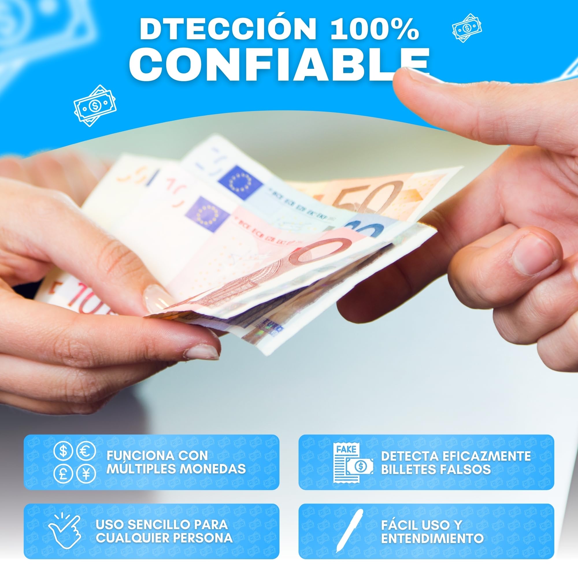 Rotulador Detector de Billetes Falsos 6 Uds Comprobación Rápida Euros Dólares Libras
