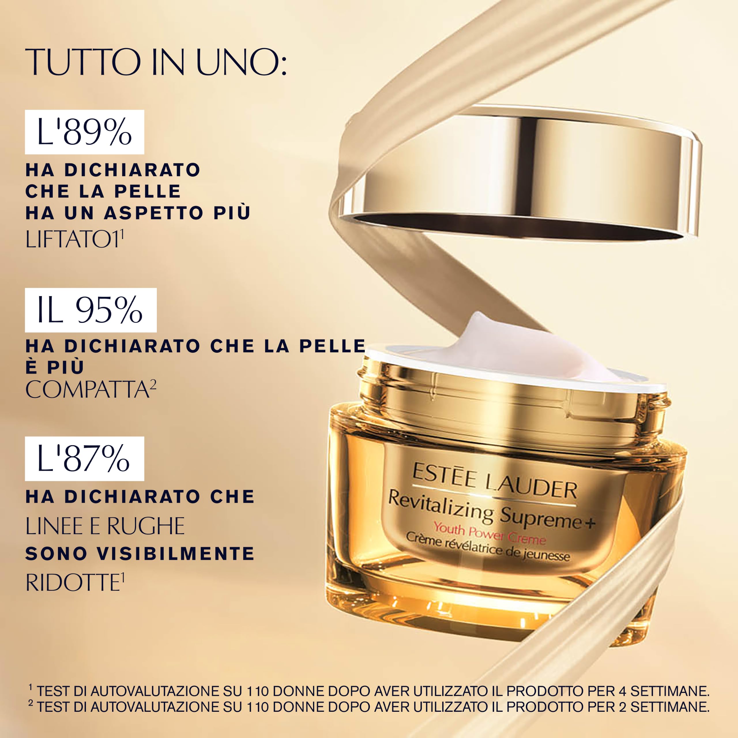Estée Lauder Revitalizing Supreme+ Youth Power Cream | Crema viso antirughe con Acido Ialuronico e peptidi, 75 ml