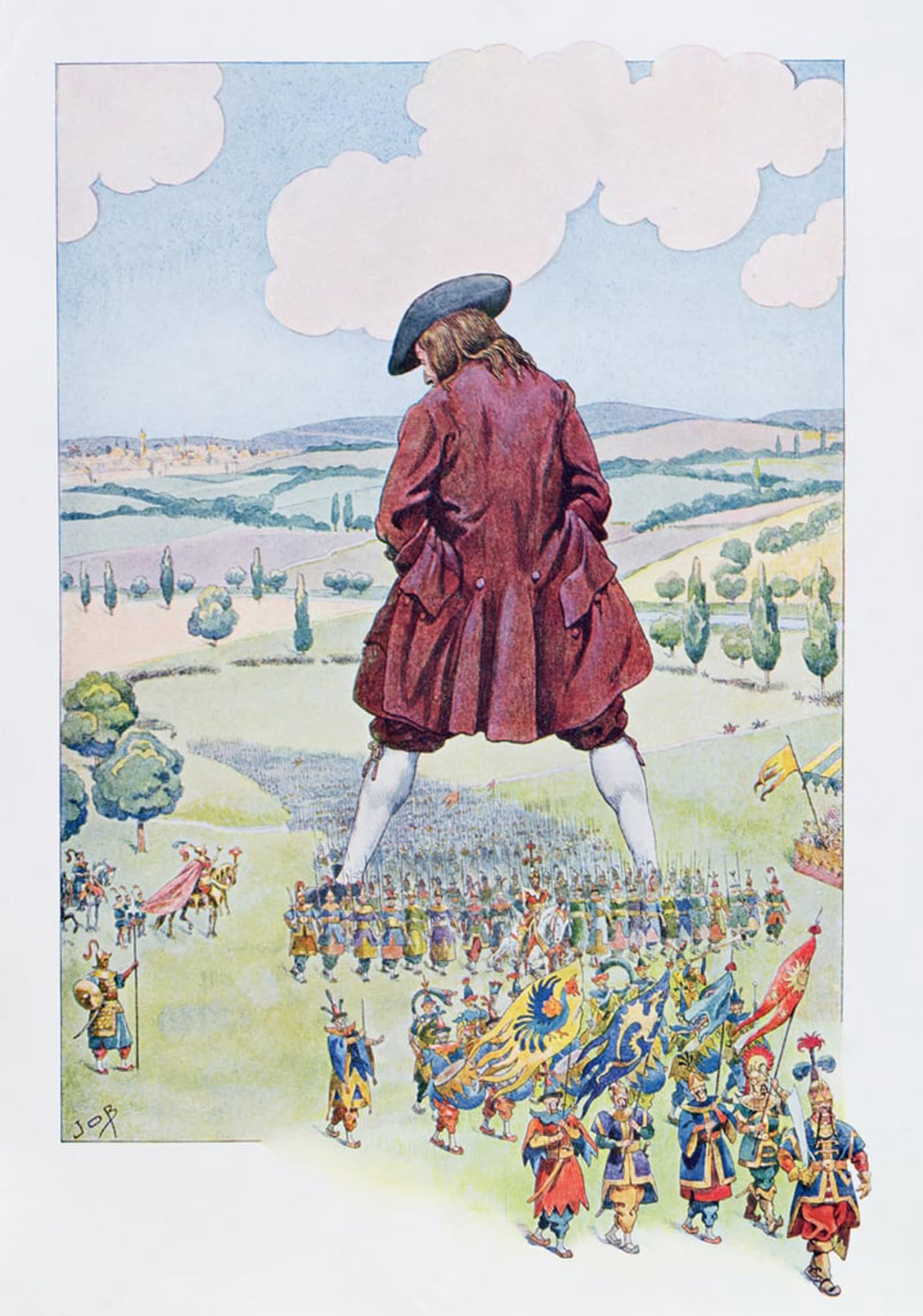 POSTERIIk Vintage Art Print Images Pictures Print Gulliver Inspecting the Lilliputian Illustration by Jacques Marie Gaston Onfray De Breville Modern Colour Posters for Office Home Decor 60x90cm