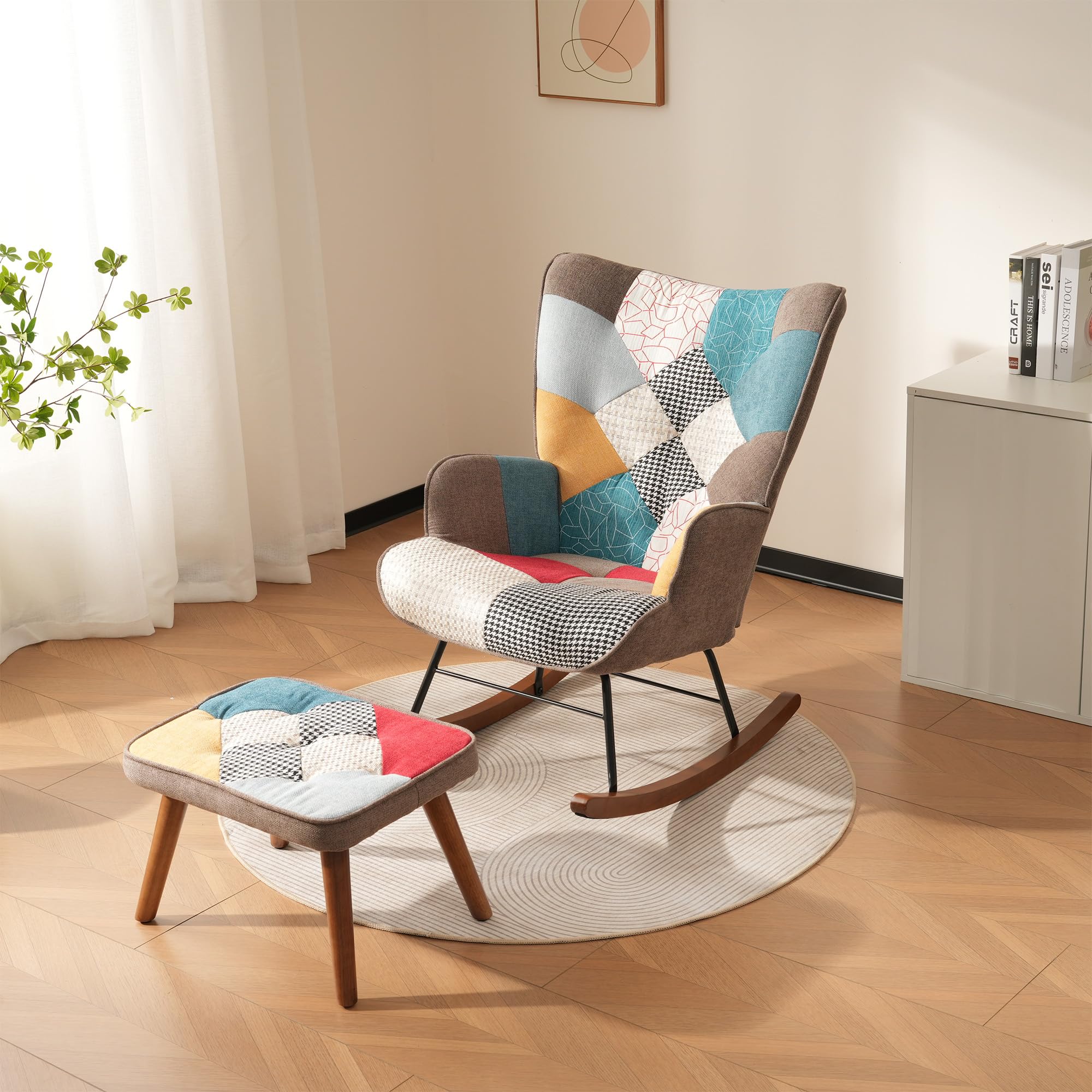 BTM Chaise À Balancer Et De Loisir, Design Tressé Avant Et Arrière, Sessel pour Salon, avec Repos Pieds