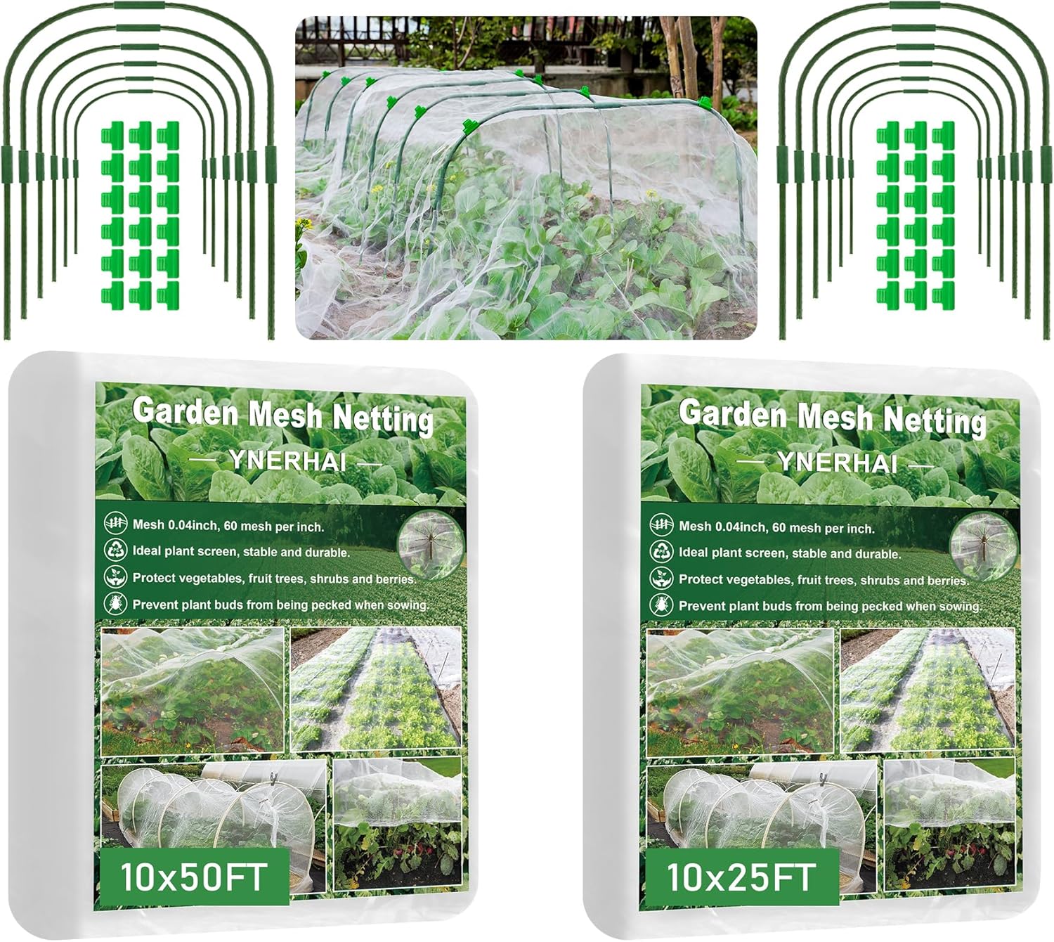 10 * 50FT Garden Netting Kit+10 * 25FT Garden Netting Kit