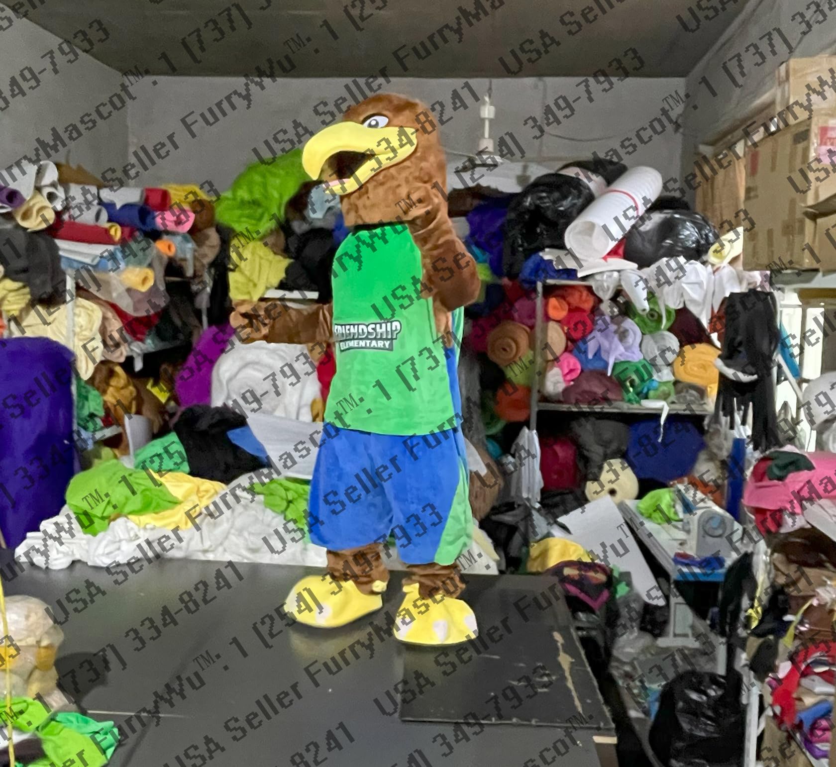 New Deluxe American Brown Eagle Mascot Hawk Falcon Birds Costume Party Carnival Costumes With COOL VEST & COOL FANS (Extra Large)