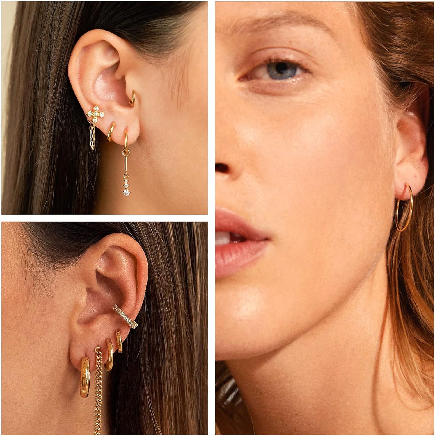 PABBEU Gold Hoop Earrings for Women Sterling Silver Post Small Gold Hoop Earrings 14k Real Gold Tiny Hypoallergenic Small Hoop Earrings Set for Women Men 13/15 /20mm - Image 6