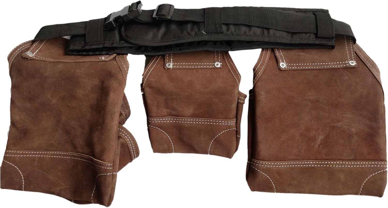 Zeluga 20-119 11 Pocket Rigger Heavy Duty Leather Tool Bag Kit, Brown