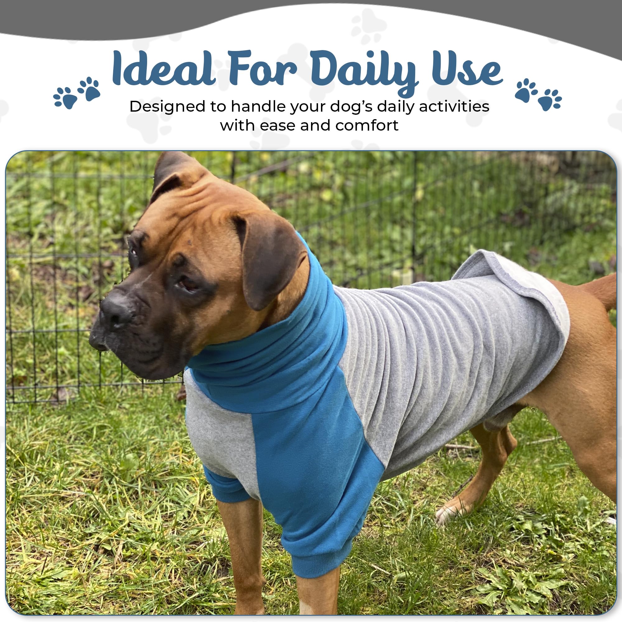 Tooth & Honey Hundepullover, Größe L, M, XL, Blaugrün/Grau