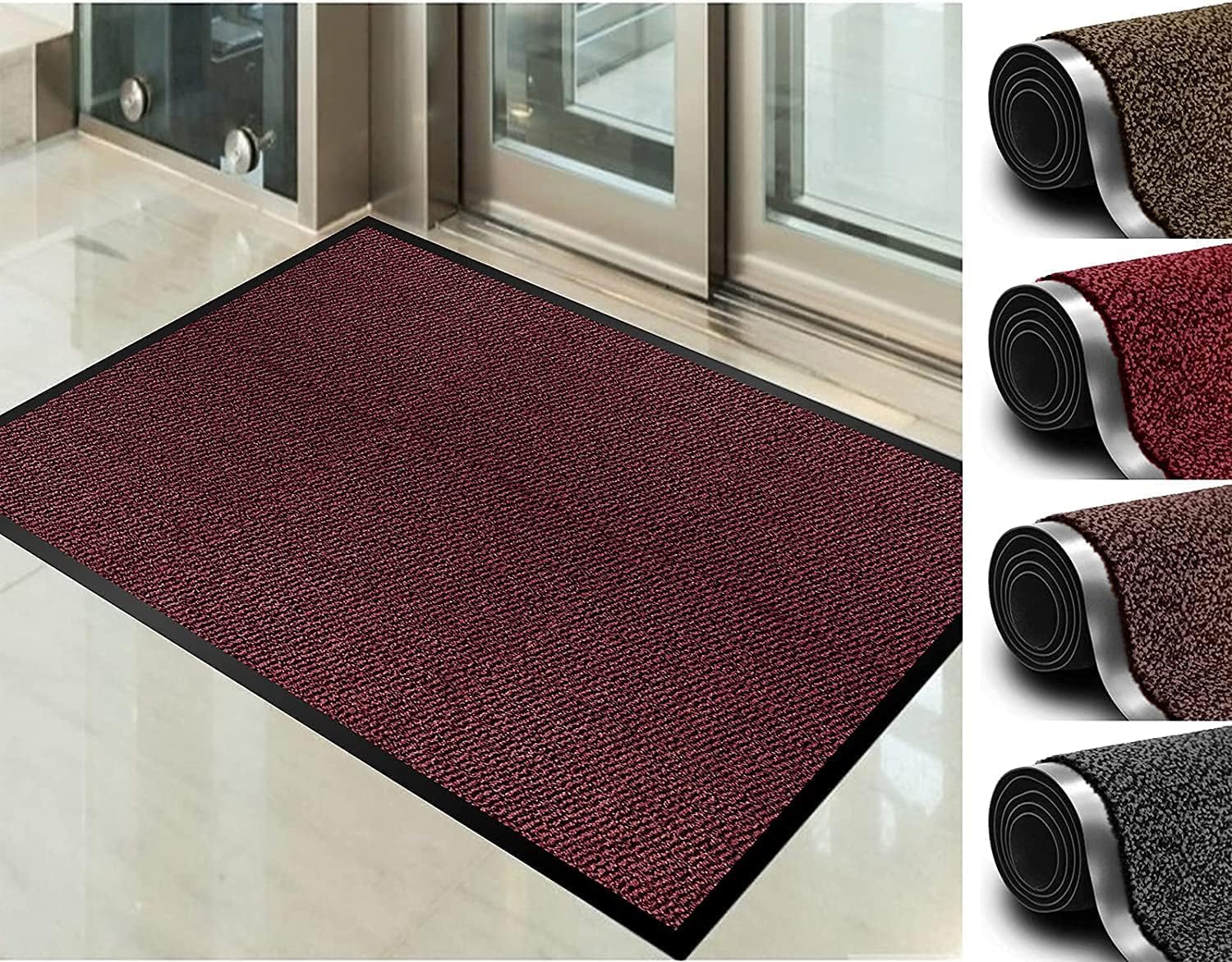 Abaseen Heavy Duty Dirt Trapper Barrier Mat, Non-Slip PVC, Red, 60x90cm