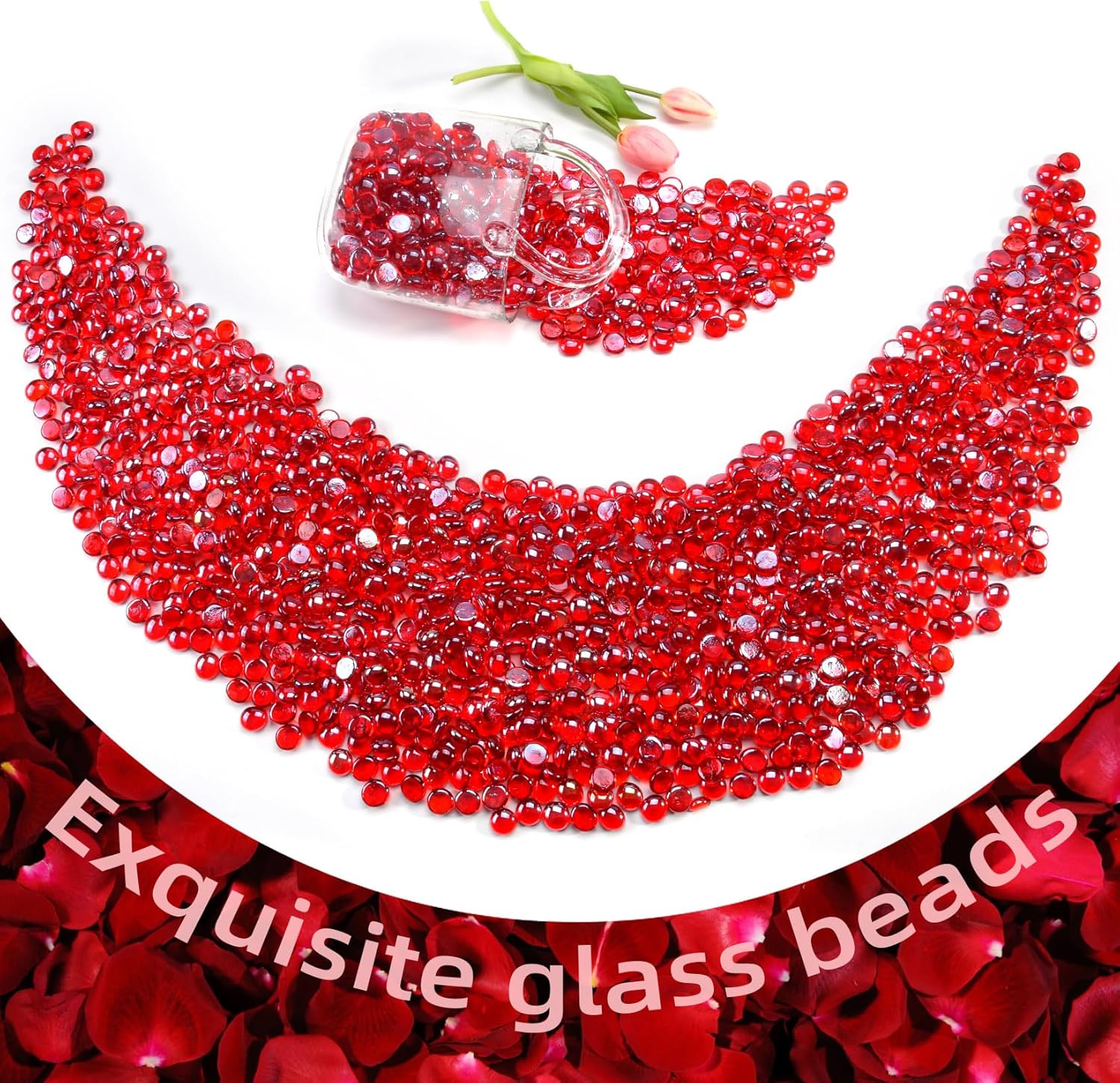 20 Pounds Ruby Red Fire Glass Beads 3/4 Inch Firepit Gems for Fire Pit Table, Fireplaces, Fire Bowl, Garden Landscaping & DIY Crafts