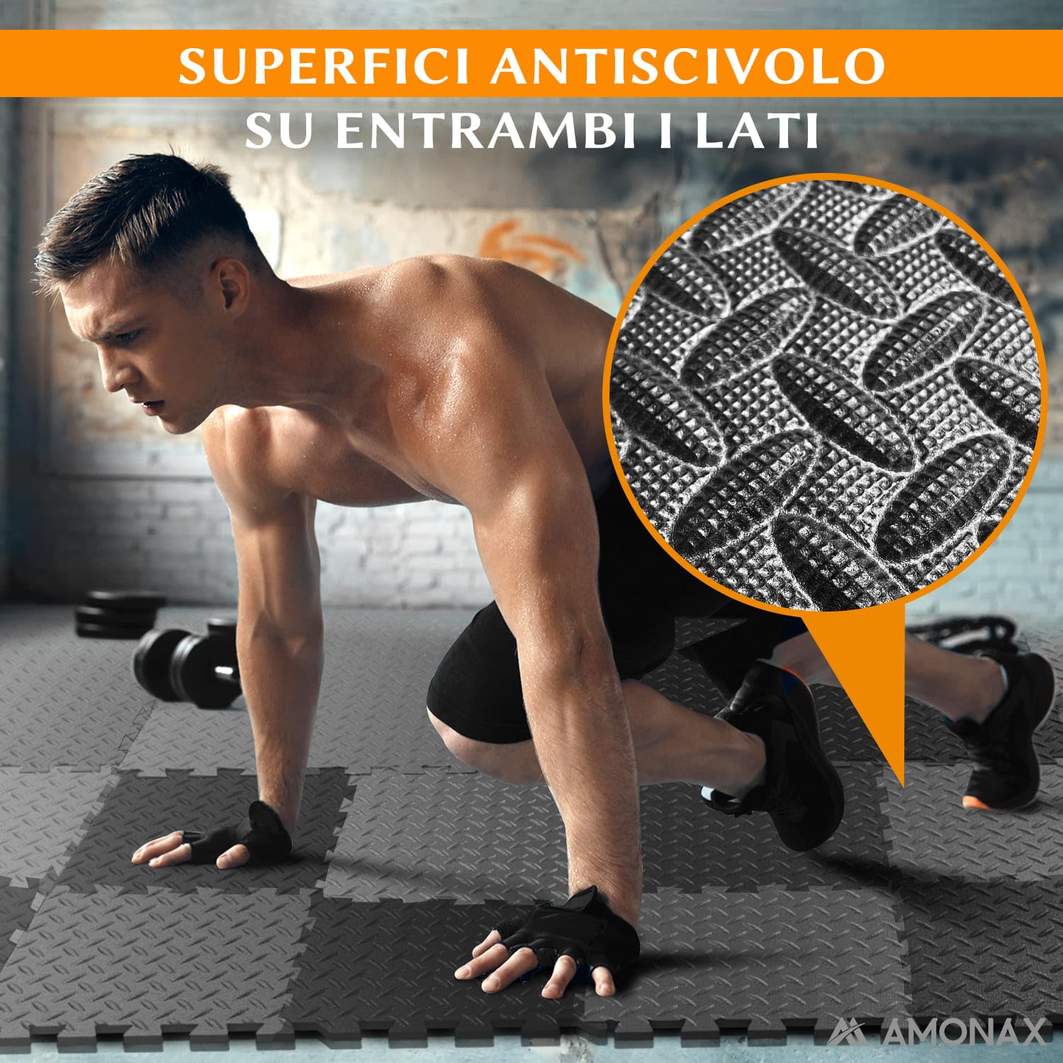Amonax Tappetini Puzzle In Schiuma EVA Per Palestra – 30x30 Cm, Impermeabili, Antiscivolo, Per Casa, Garage E Bambini