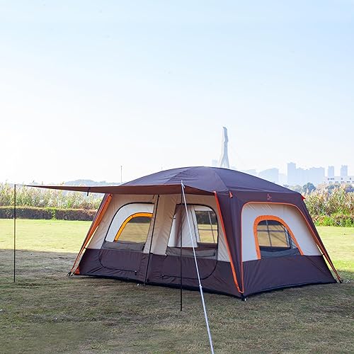 Miniatura 4 de KTT Large Family Cabin Tent 10-12 Person,14.1X10X6.58ft,2 Rooms,3 Storage Pockets,2 Bay-Windows 3 Doors and 3 Windows with Mesh,Straight