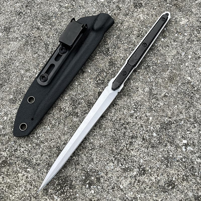 Fixed Blade Knife CPM-S45VN Premium Stainless Steel Blade Black G10 Handle With K Sheath Outdoor Hunting Survival knife self defense tactical Hiking Camping Fishing Tool EDC Knife (White)