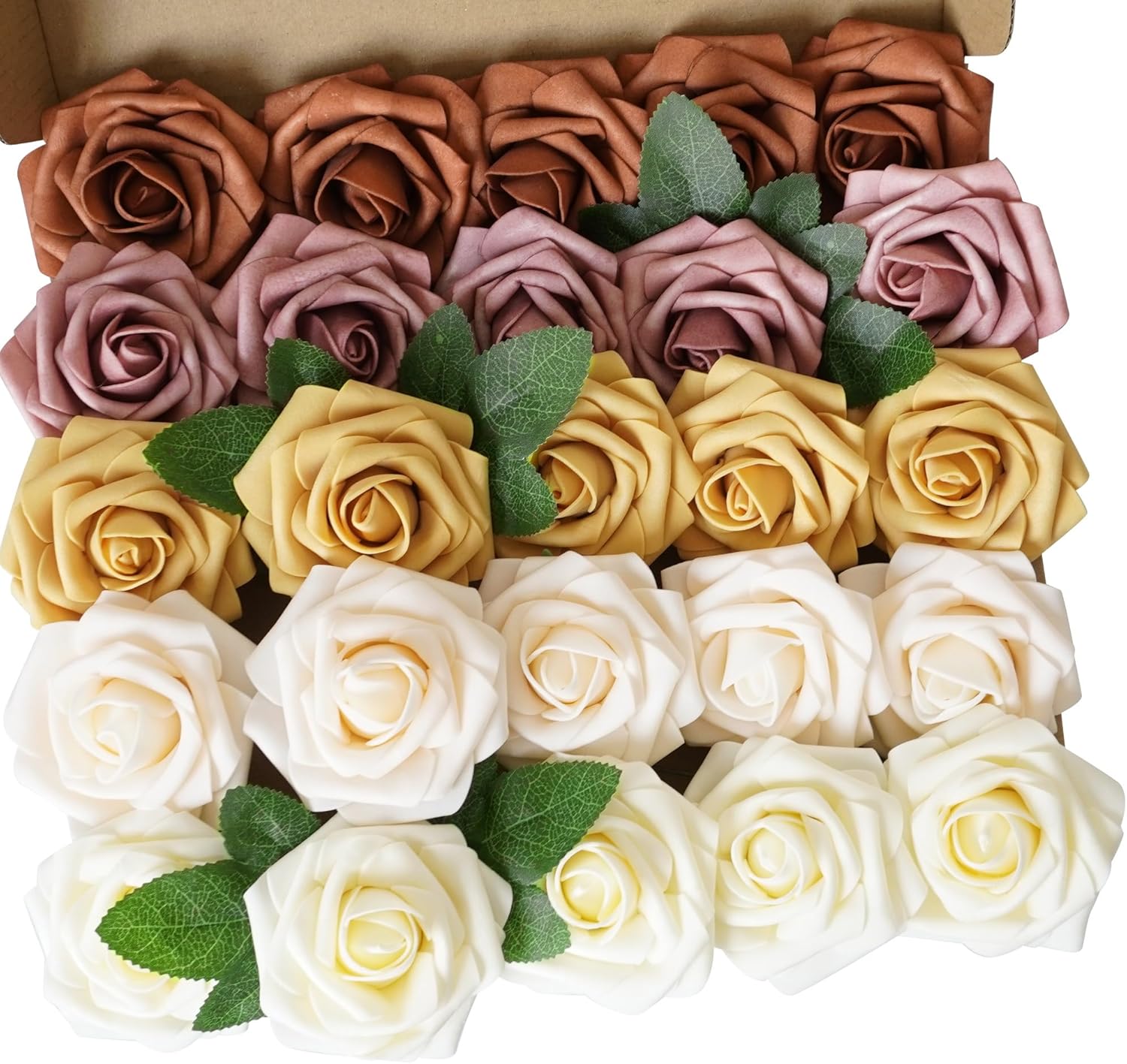 25pcs Artificial Flower Purple Foam Rose Real Touch Roses Flower Heads with Stem for DIY Wedding Bouquets Centerpieces Arrangements Party Baby Shower Home Decor (Shades Sunshine Yellow)