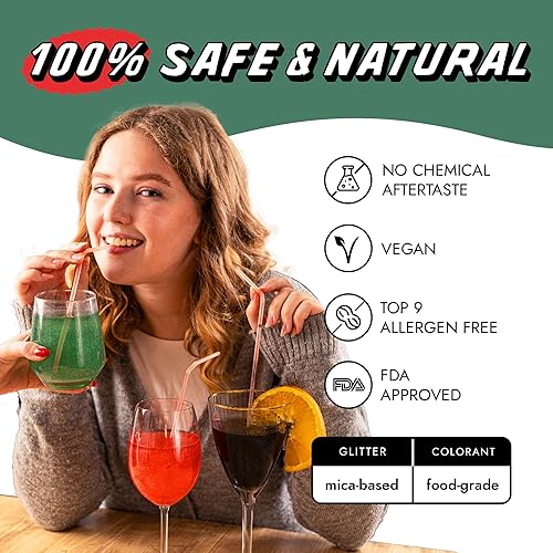 Miniatura 10 de MONÉGASQUE Polvo de brillo burdeos con purpurina comestible para bebidas y postres, 0.53oz, polvo comestible burdeos para pasteles y bebidas