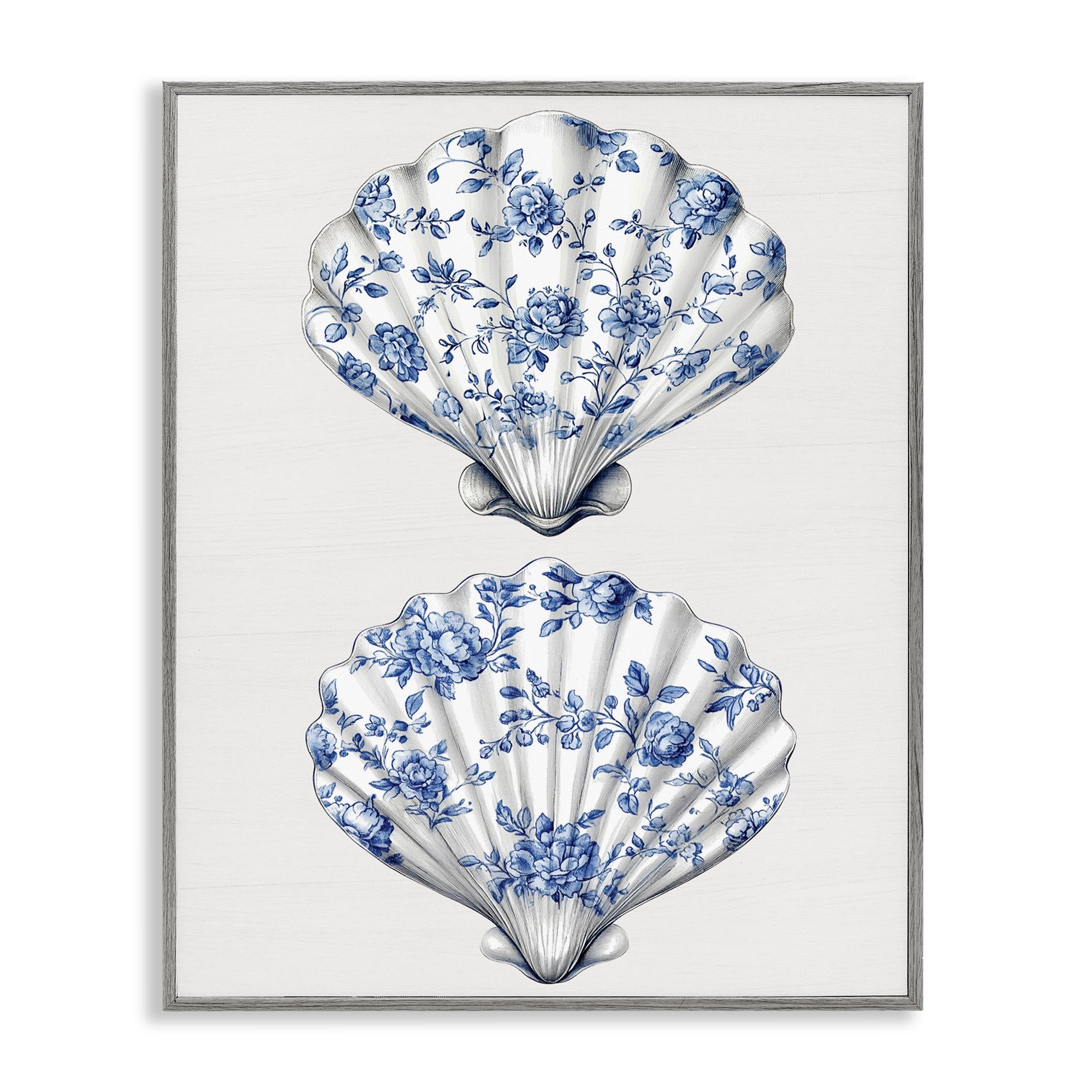 'Delicate Toile Seashells'| Framed Giclee Art