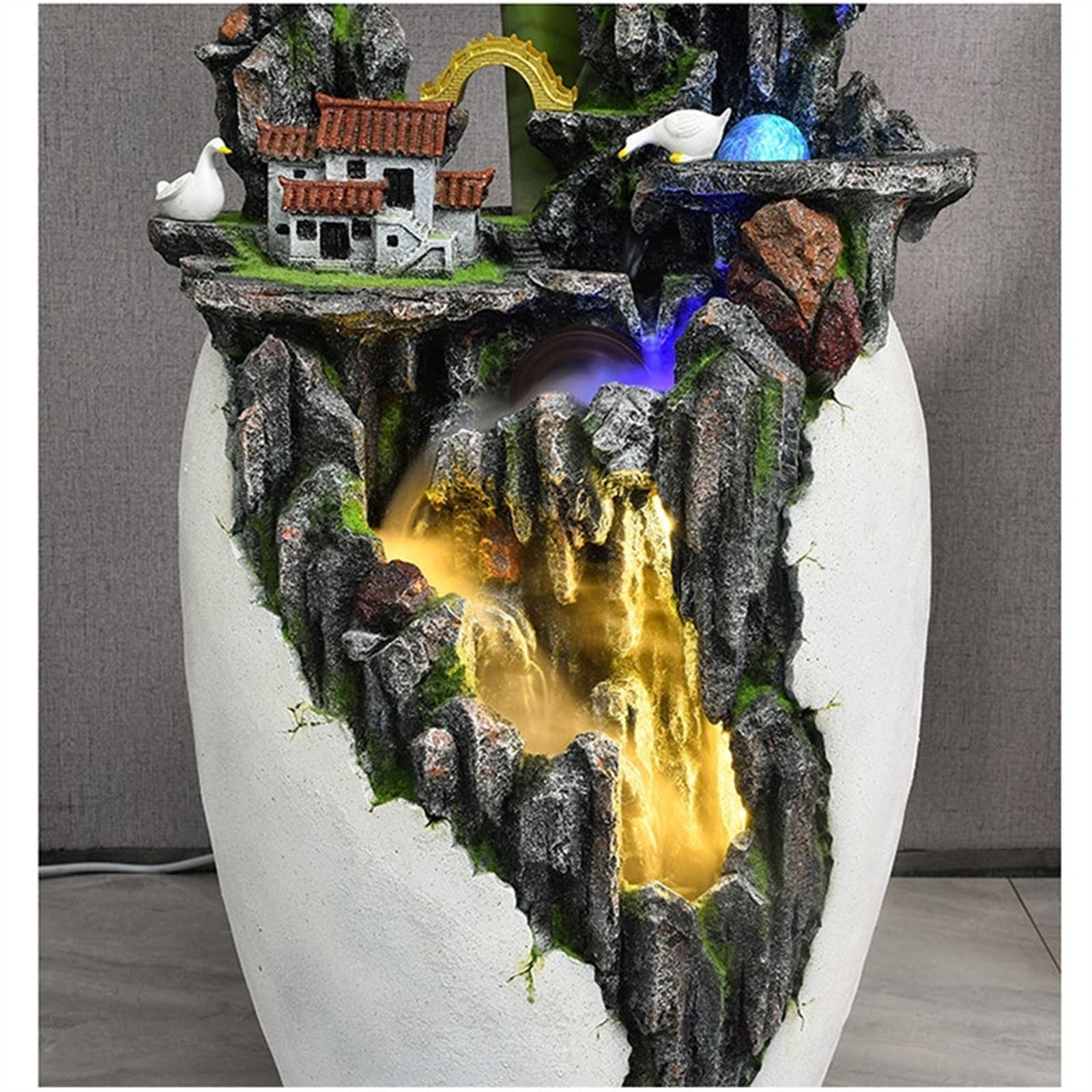 Fontanna wodna Dekoracja wody w salonie, wiecznie zielone bonsai, dekoracja krajobrazu na dziedzińcu domu, dekoracja wody obiegowej Fontanna ogrodowa