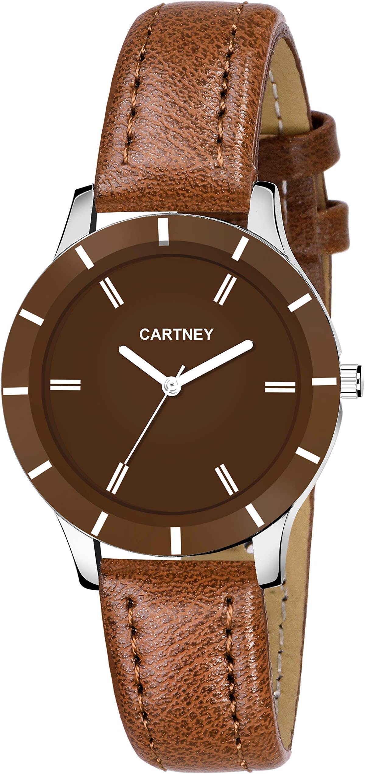 CARTNEYAnalog Brown Dial Leather Strap Girl's Watch (WOBN44)