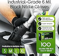 Vista 2 de Inspire Black Nitrile Gloves HEAVY DUTY 6 Mil Nitrile Chemical Resistant Medical Cooking Cleaning Disposable Black Gloves
