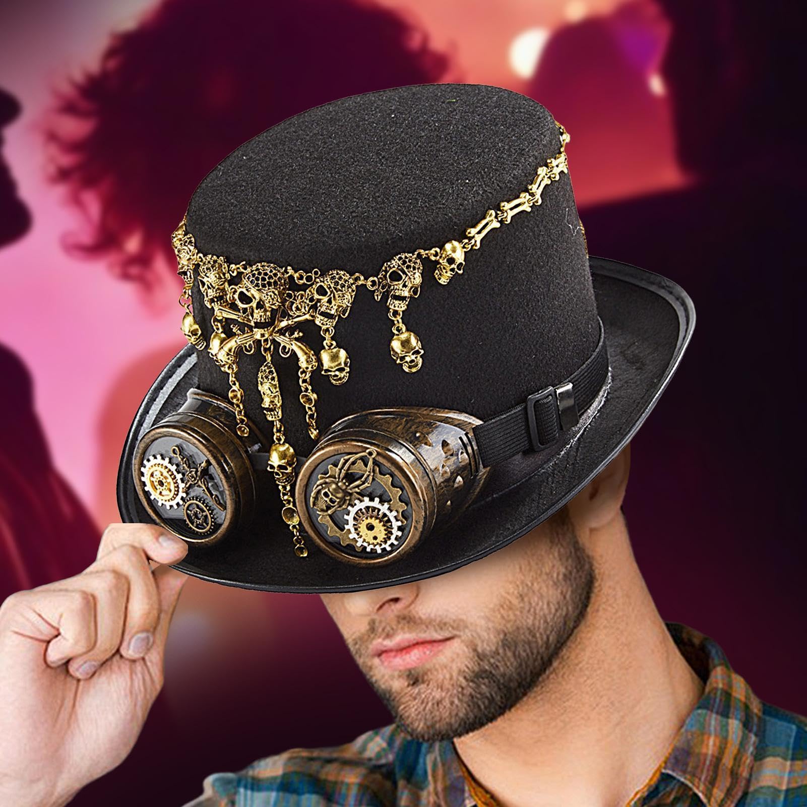 Steampunk Cappello Vintage Cosplay Puntelli con Occhiali