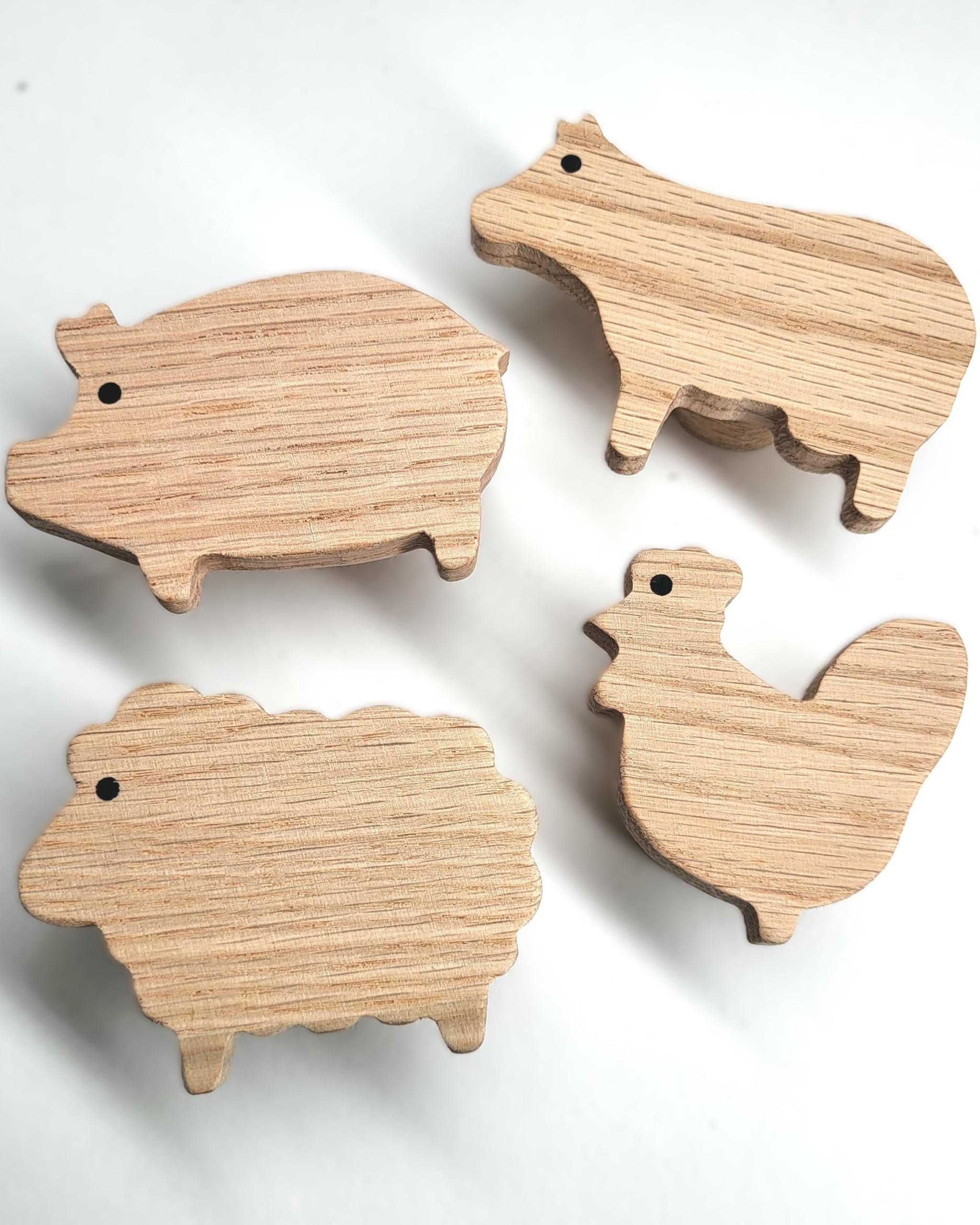 Scandihooks Wooden Wall Hooks For Children, Animals, Nursery, Farm, Chicken, Cow, Sheep And Pig, Farm, Decoration, Coat Hook, Coat Hook, Scandi Style, Gift Idea, 5 X 7 X 3