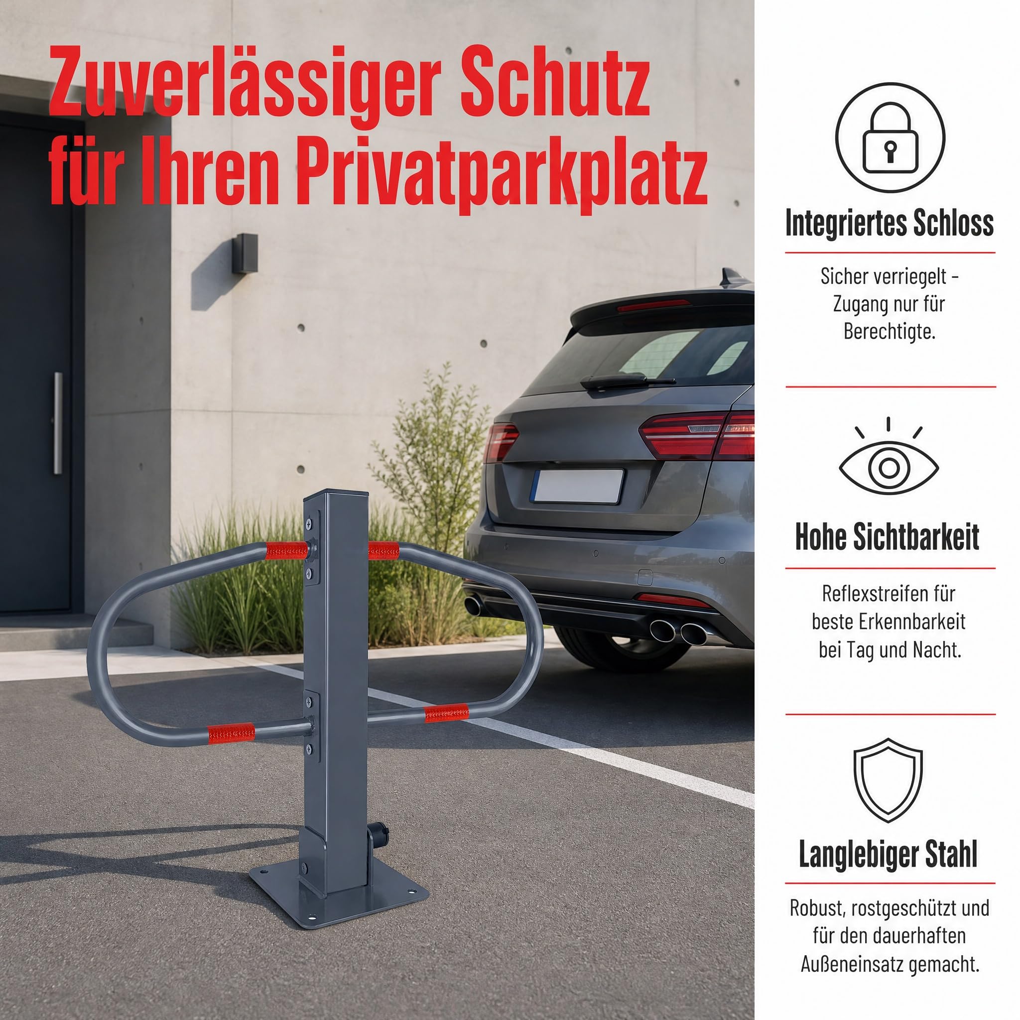 YRHome Klappbar Parkplatzbügel Parkplatzsperre aus verzinktes Stahl Absperrpfosten 51 x 73 x 18 cm mit 4 Schlüssel Sperrbügel Parkbügel Poller abschließbar für PKWs (2 Pfosten)