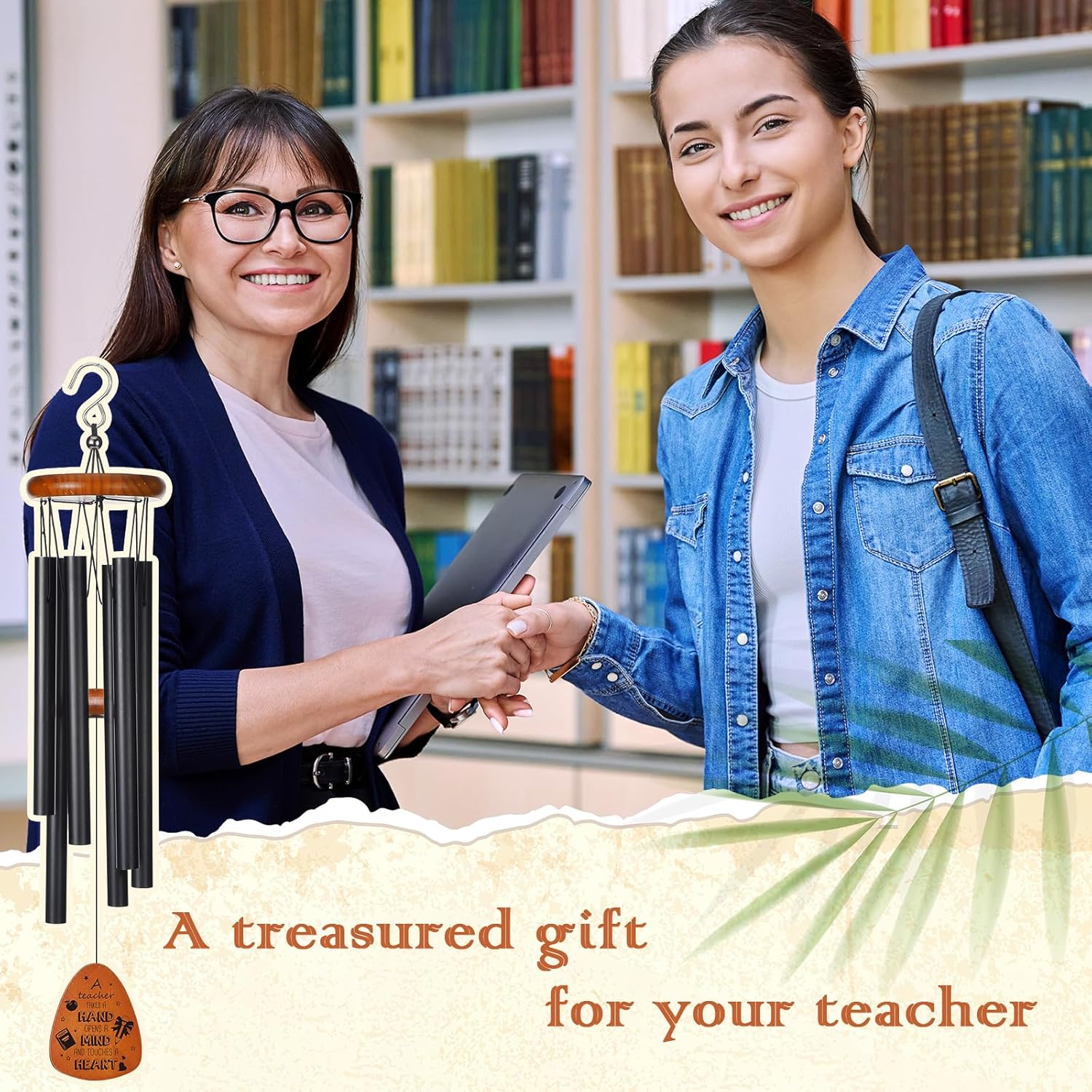 Yinkin Teacher Gifts for Women Teacher Appreciation Gifts Wind Chime for Teachers Day Graduation Retirement Birthday Valentines Day End of Year Present 32 Inch
