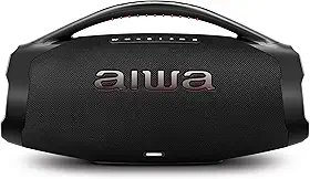 Caixa de Som Boombox Plus AIWA BBS-01-B 200W Bluetooth 5.3-200W RMS - 30 Horas de Bateria - Resistente à Poeira e Água - Preto
