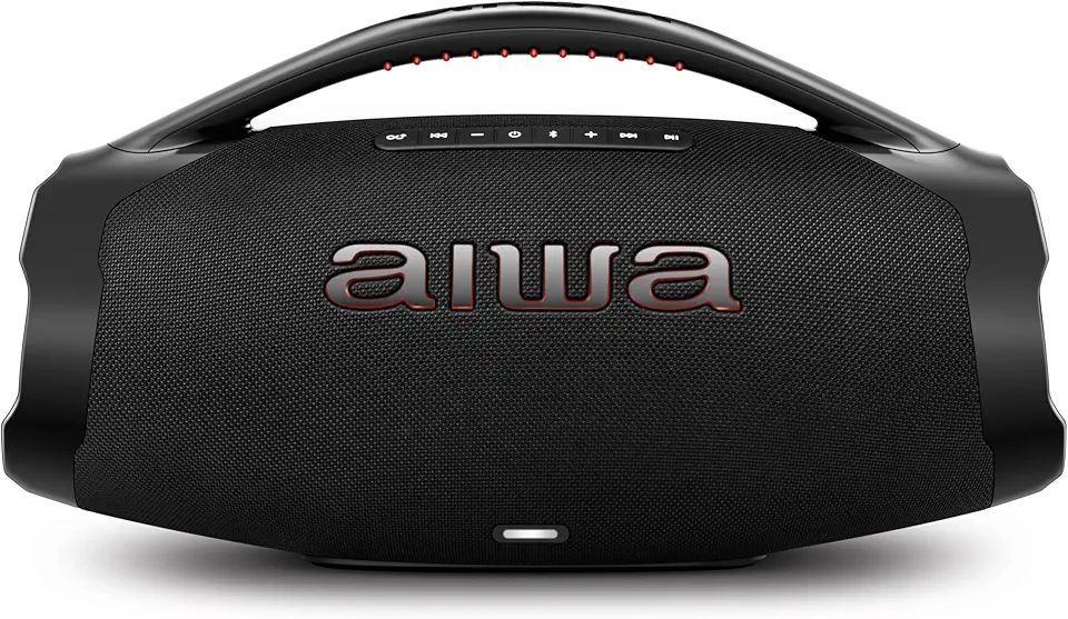 Caixa de Som Boombox Plus AIWA BBS-01-B 200W Bluetooth 5.3-200W RMS - 30 Horas de Bateria - Resistente à Poeira e Água - Preto