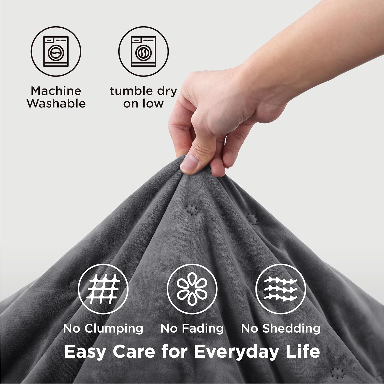 Bedsure Velvet Fleece Comforter Set King, Dark Grey Lightweight Quilted Bedding Set, Soft Warm Blanket for All Season, 3 Pieces, 1 Comforter (104" x 90") and 2 Pillow Shams (20" x 36") - Image 5