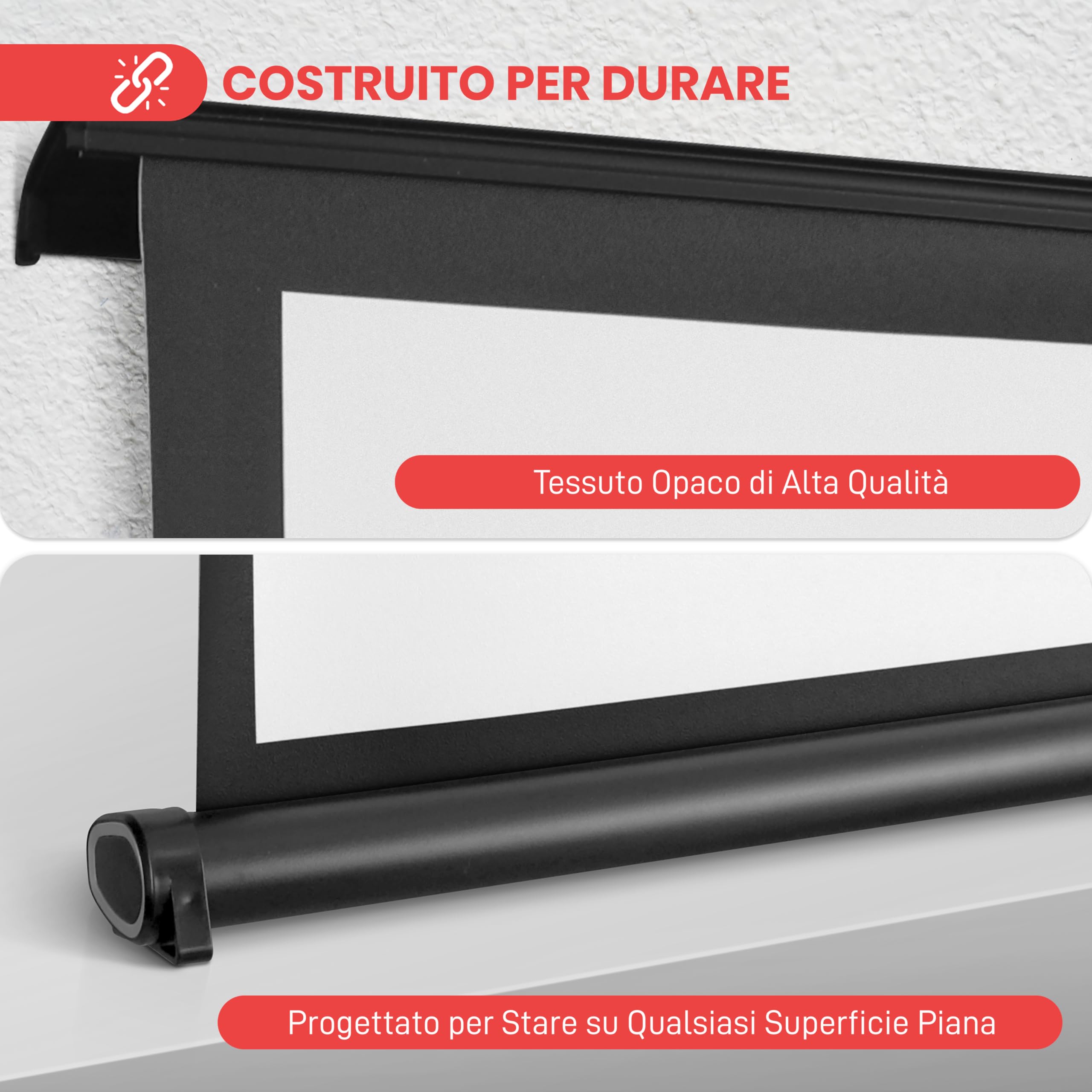 Pyle Telo Proiettore Portatile, Schermo Proiettore Mobile 102 cm con Supporto, Leggero e Durevole, Sistema Facile da Estrarre per Scuole, Riunioni e Uso Interno/Esterno, Nero