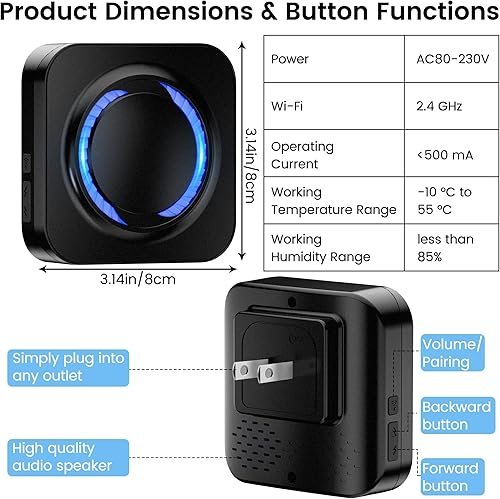 Miniatura 6 de Extensor de timbre inalámbrico, no requiere cableado, compatible con Google Nest, Ring, Blink Video Doorbell, funciona con Alexa