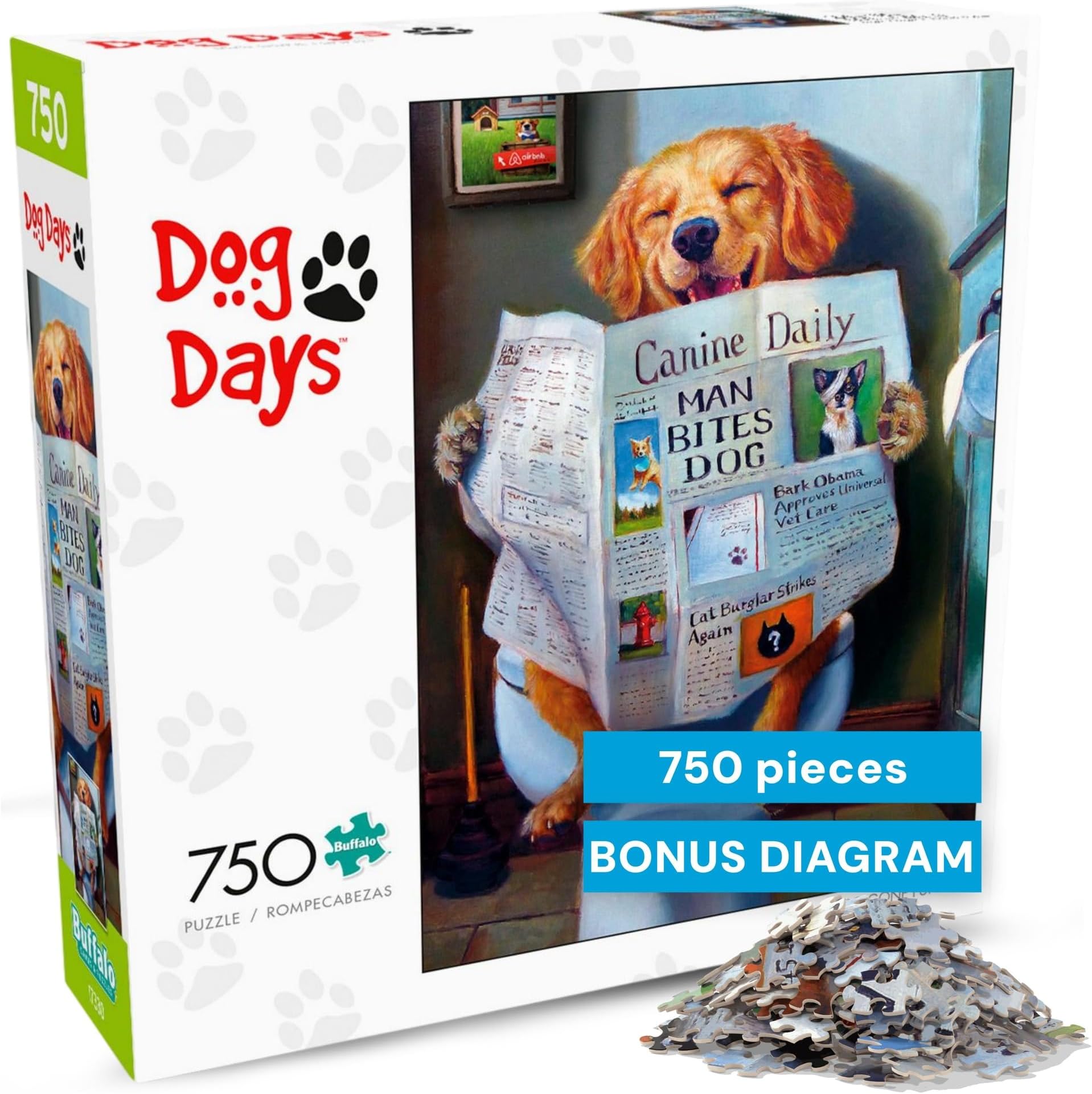 Buffalo Games - Dog Gone Funny - A Dog's Life - Lucia Heffernan - 750 Piece Jigsaw Puzzle for Adults - Challenging and Funny Puzzle Perfect for Game Nights - Finished Size 24.00 x 18.00