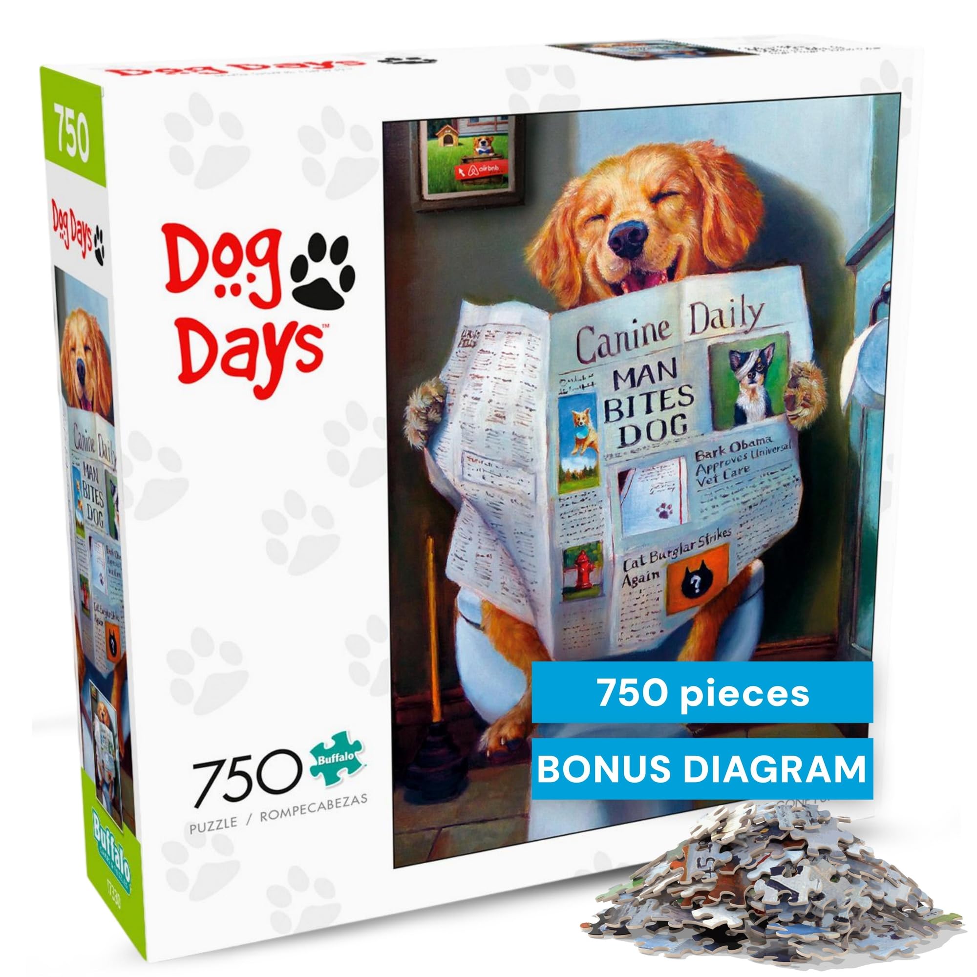 Buffalo Games - Dog Gone Funny - A Dog's Life - Lucia Heffernan - 750 Piece Jigsaw Puzzle for Adults - Challenging and Funny Puzzle Perfect for Game Nights - Finished Size 24.00 x 18.00