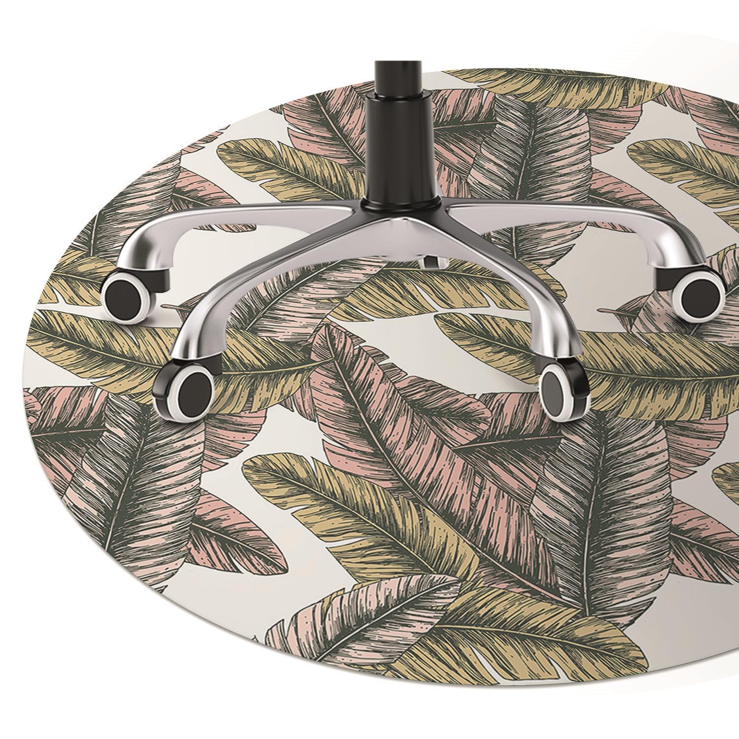 Tappetino per Sedia ø100 cm Rotondo per Ufficio a Casa Antiscivolo Protezione di Pavimenti Resistente ai Danni PVC Vinile Facile da Pulire Impermeabile - foglie di banano