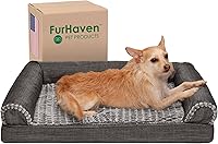 Vista 25 de Furhaven Pet – Sofá de felpa ortopédica para perro, cama con forma de L, tumbona ergonómica con contorno de cuna, cama para perros y gatos, varios