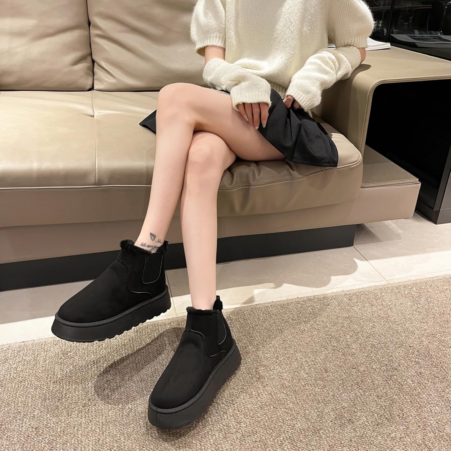 Alexis Leroy Women's Mid-Calf Warm Faux Fur Lined Winter Snow Boots - Image 2