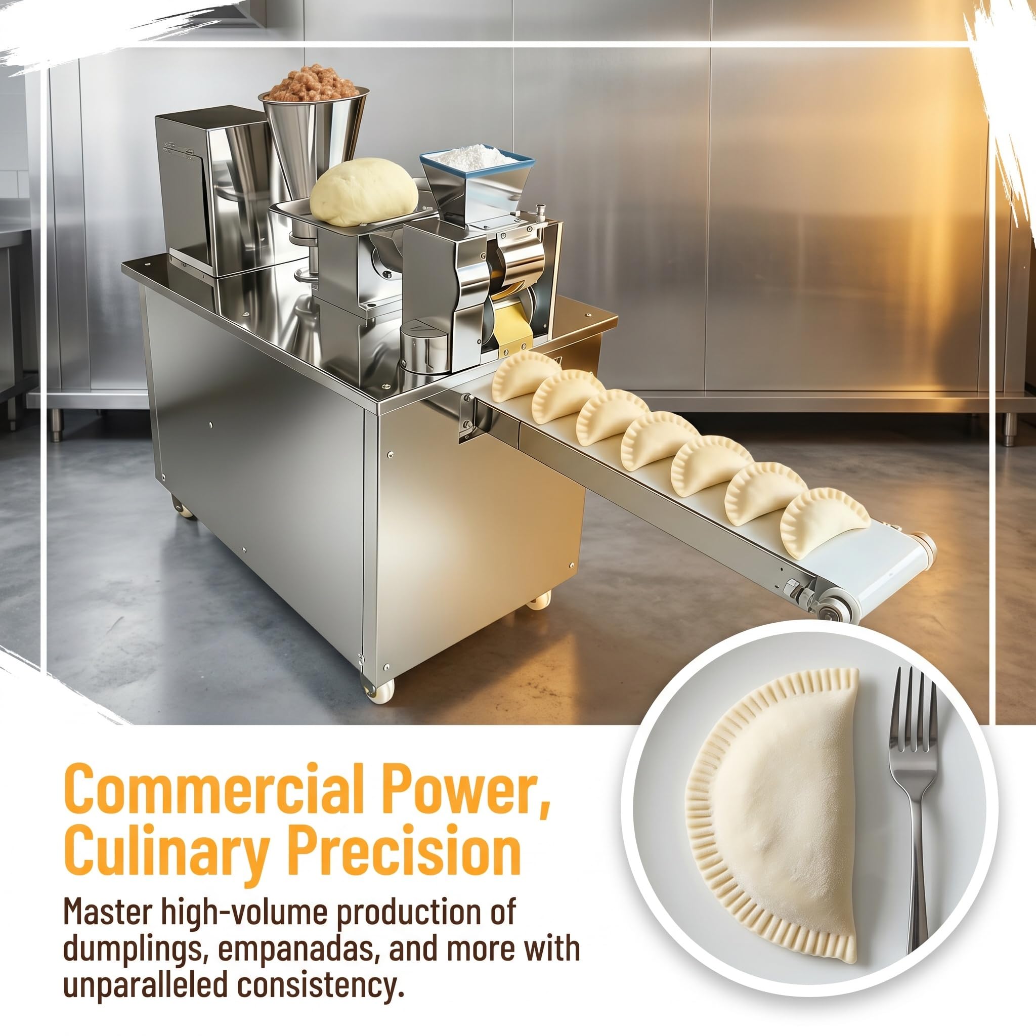 Máquina Comercial para Hacer Empanadas | 48 Formas Ajustables, 6800 Piezas/Hora, Frecuencia Variable | Acero Inoxidable De Grado Alimenticio para Gyoza Y Ravioles