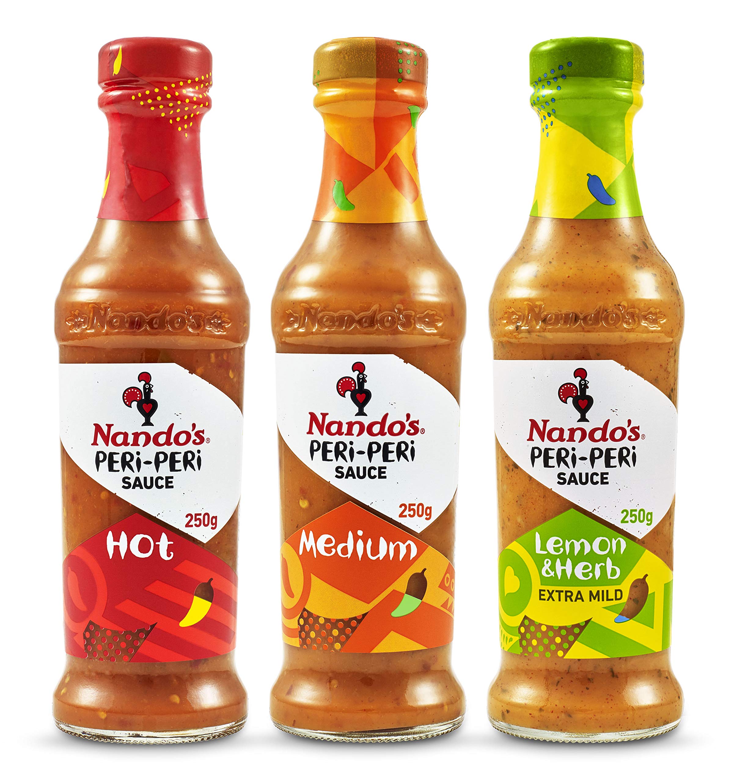 Nandos Peri Peri Chilli Sauce - Hot 250g + Medium 250g + Lemon & Herb 250g, Pack of 1 each (B07Y9S22SY) Amazon Price History, Amazon Price Tracker