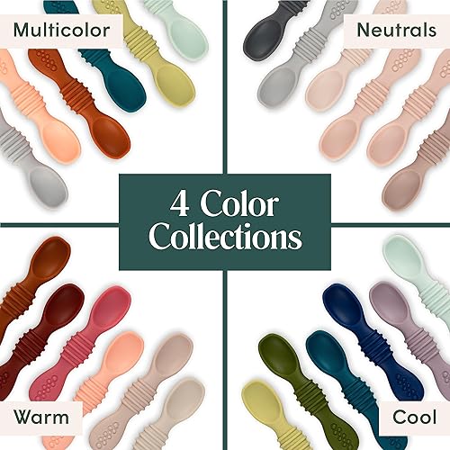 Miniatura 8 de Simka Rose Cucharas de silicona para bebés de alimentación autónoma (paquete de 6) - Cucharas infantiles de primera etapa para bebés y niños