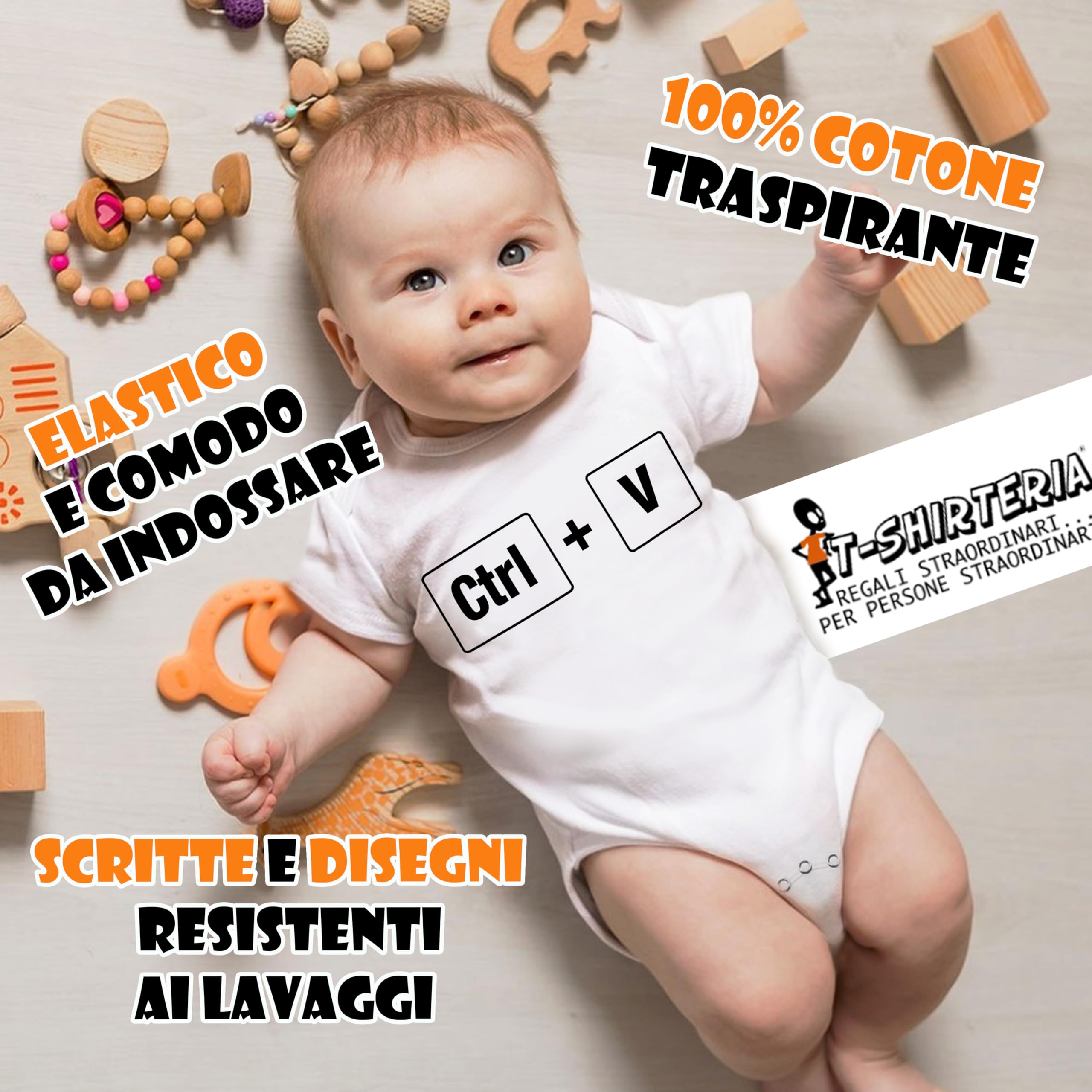 t-shirteria - Coppia Maglietta e Body Neonato - Idea Regalo Festa del Papa, Compleanno ed Occasioni Speciali - 100% Cotone, Leggere e Traspiranti - Stampa Anti-Scolorimento - (Control C V)