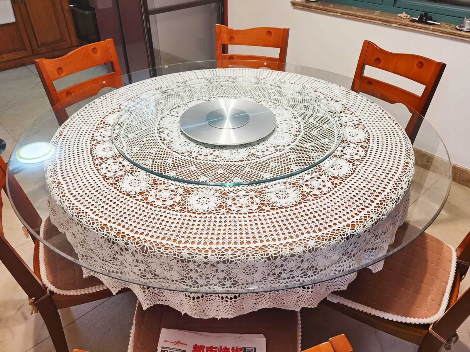 Piatto Girevole in Vetro con Base in Metallo Silenzioso, Vassoio Girevole Lazy Susan Grande da 8 mm, Vassoio Girevole per Piatto da Portata da Tavolo da Cucina da 60 cm/24 Pollici