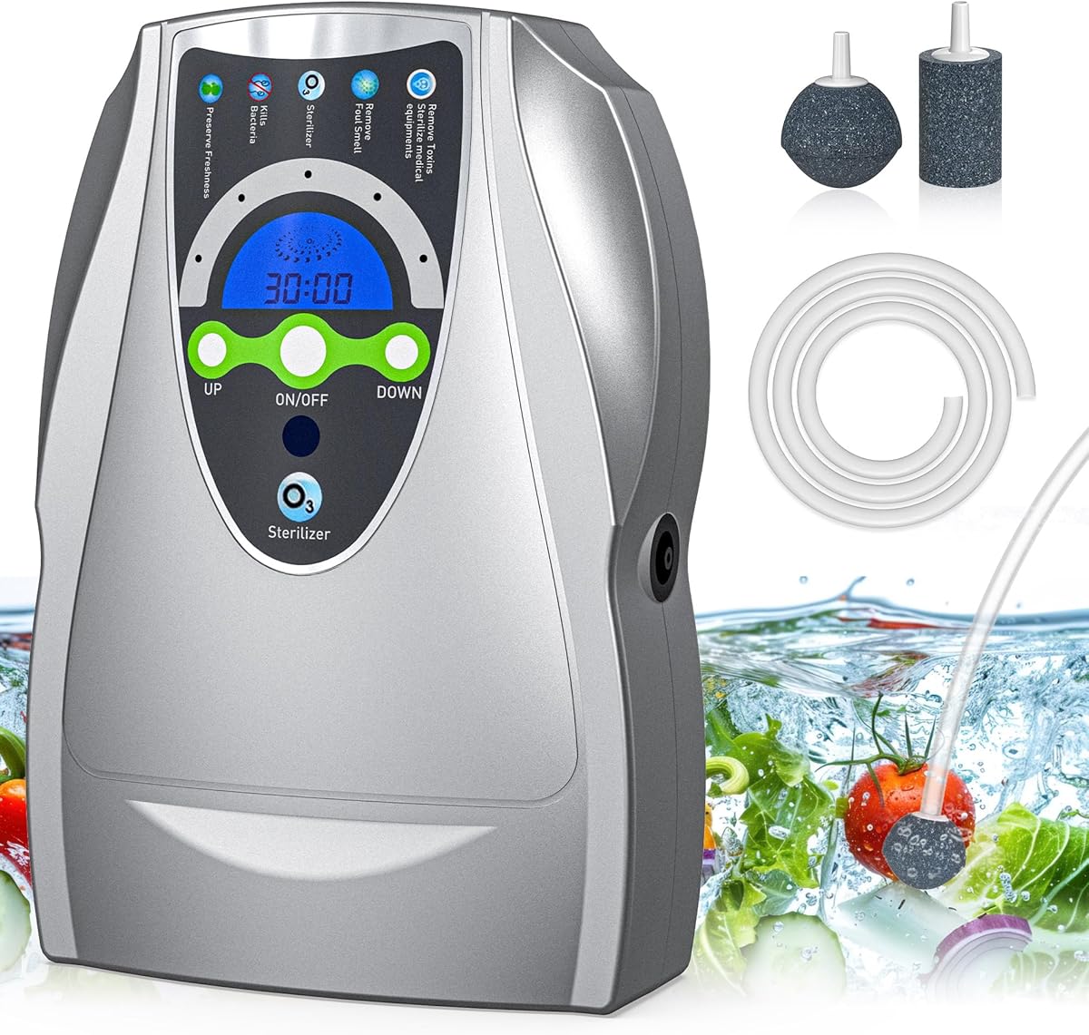 VTAR Ozone Machine, 500mg/h Multipurpose Ozone Machine Purify Air, Water, Fruits, Vegetables, Toothbrushes, Aquarium. Fruit Cleaner Device in Water
