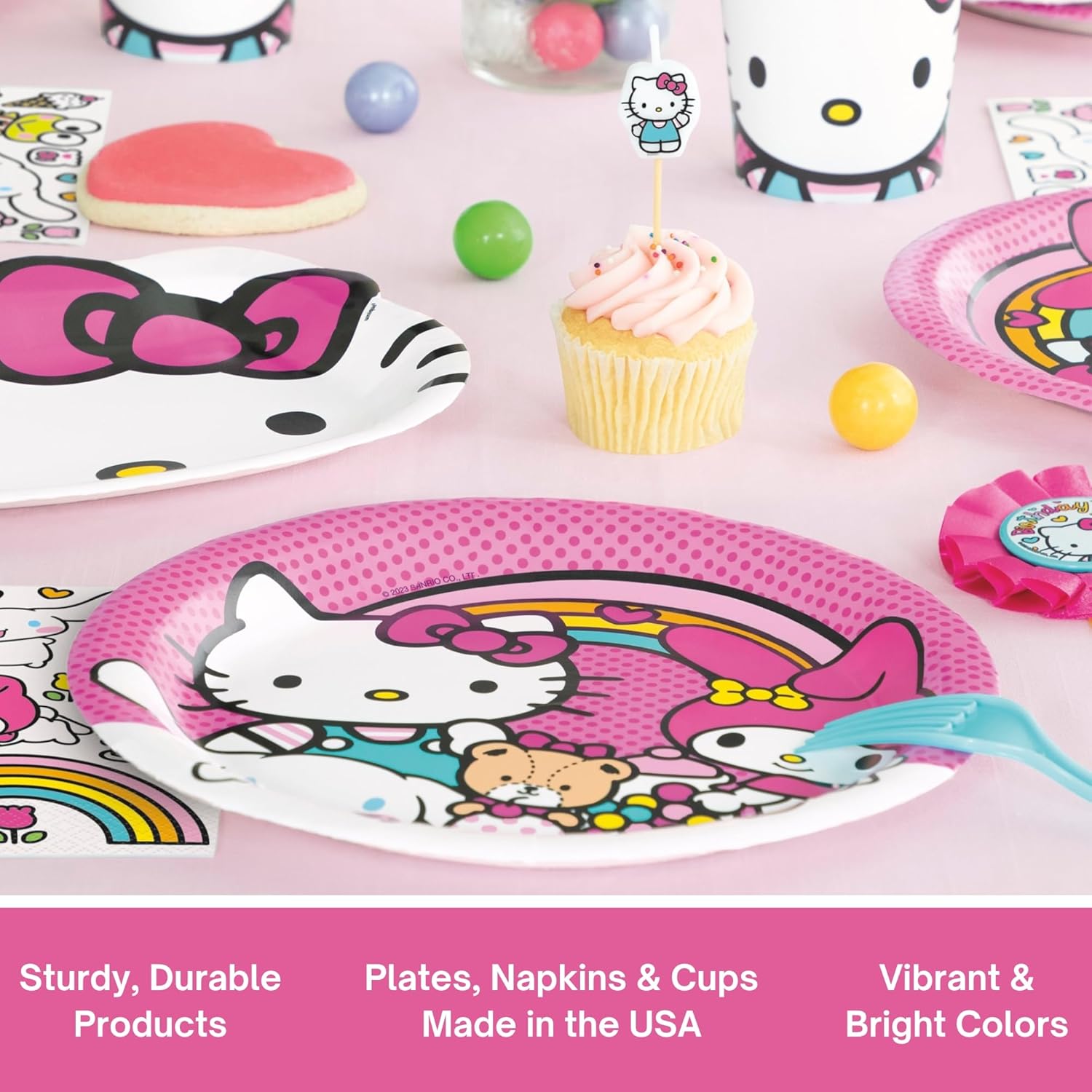 Hello Kitty Birthday Decorations - Hello Kitty Party Decorations - Plates, Napkins, Tablecloth, Cups, Candles, Checklist - 16 Guests
