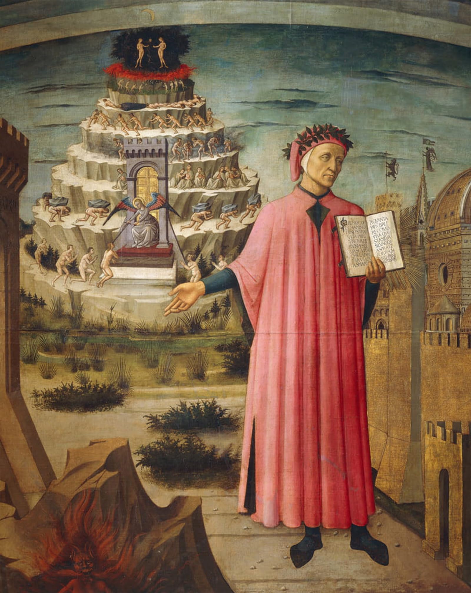 POSTERIIk Vintage Art Print Images Pictures Print Dante Alighieri with Divine Comedy in His Hand by Domenico Di o Modern Colour Posters for Office Home Decor 60x90cm