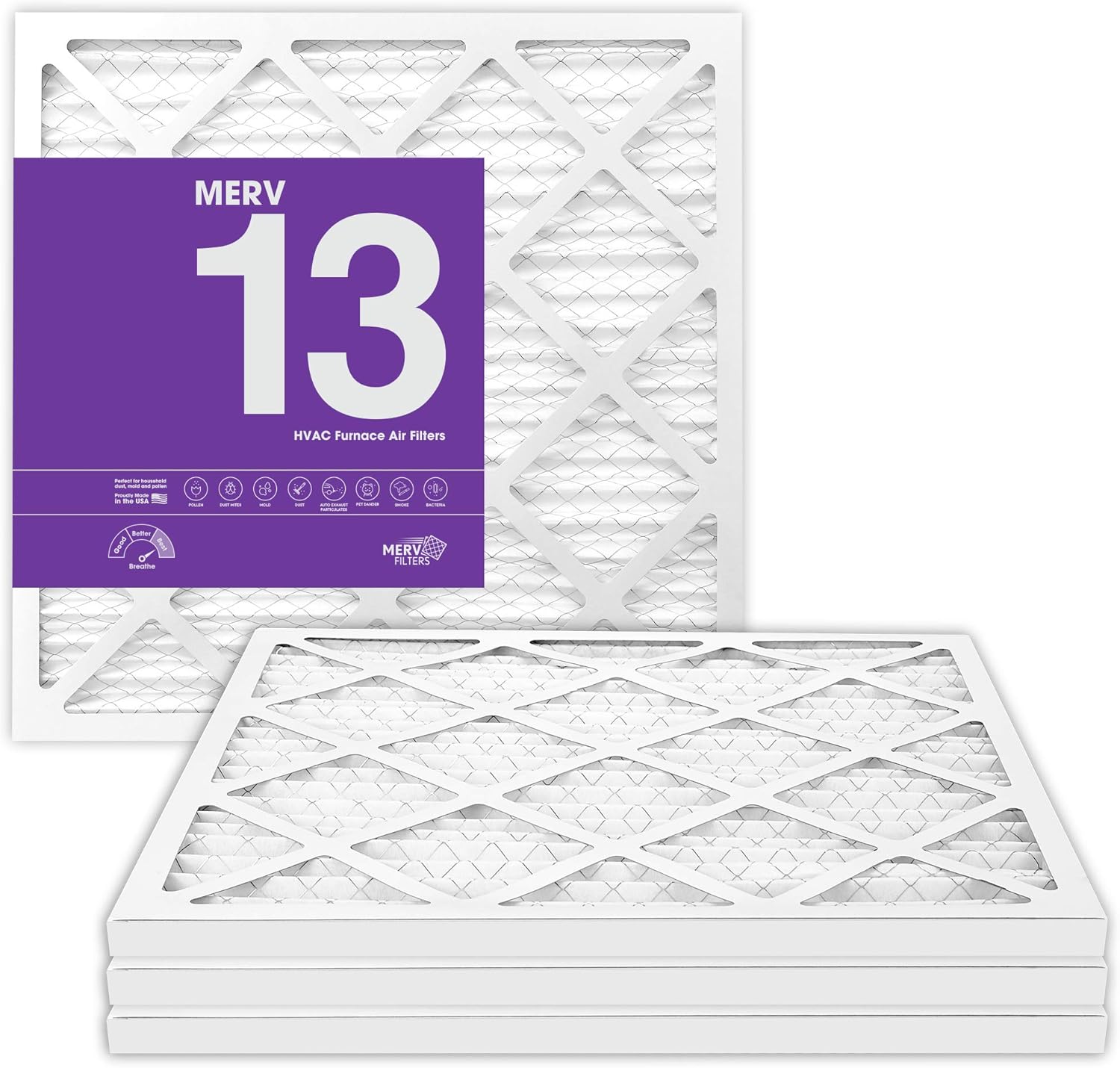 MervFilters 10x10x1 Air Filter, MERV 13, MPR 1500, AC Furnace Air Filter, 4 Pack: Home Improvement