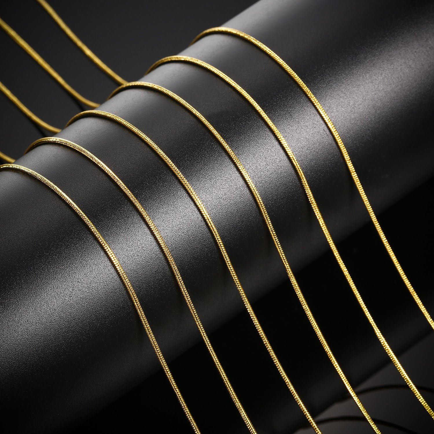 TecUnite 24 Pack Gold Snake Chain Necklace Chains with Lobster Clasps Gifts DIY for Jewelry Making, 1.2 mm - Image 4