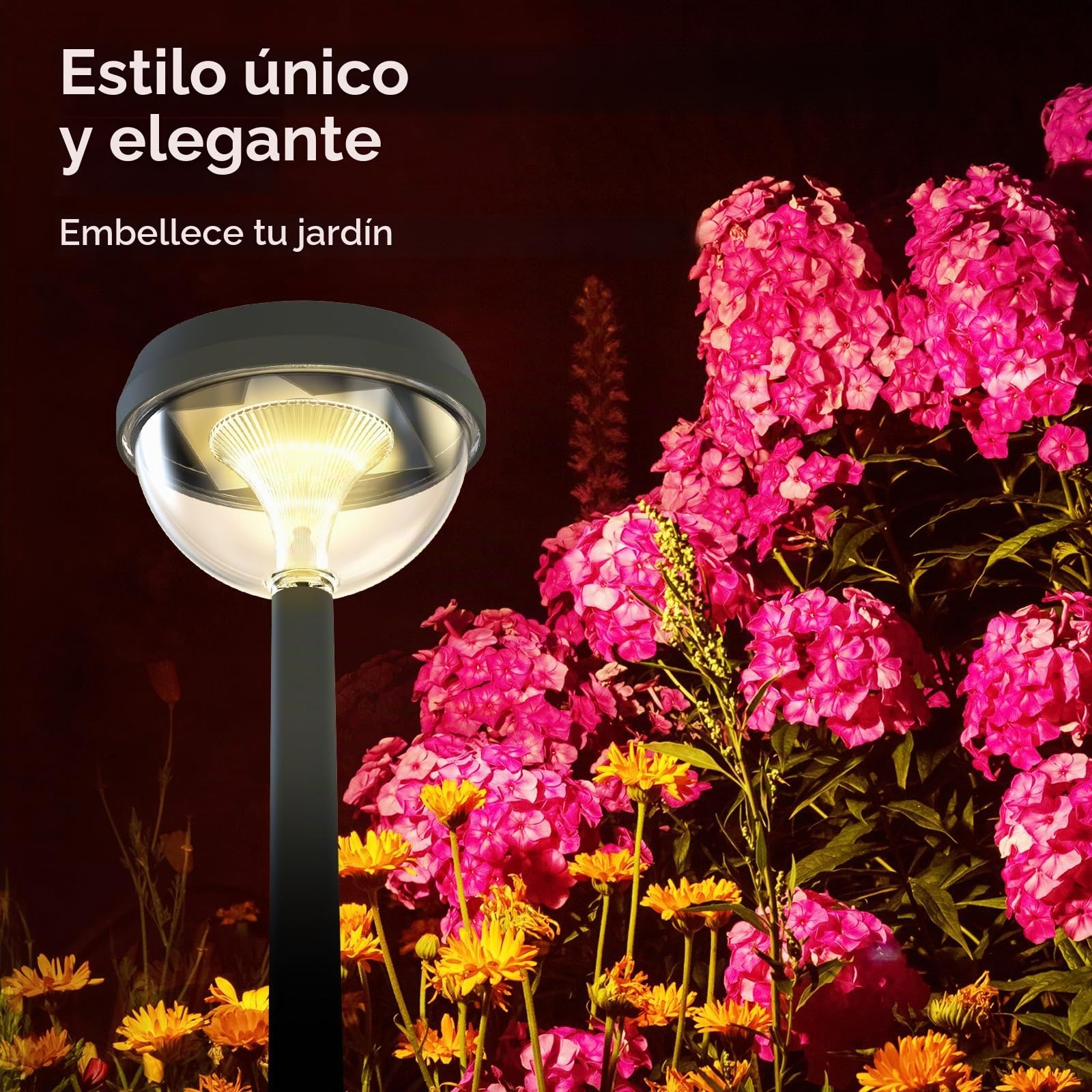 Linkind Luces Solares Exterior Jardin, Baliza Solar con 200lm Luz Calido, 3 Dibujos Cambiable, Altura Ajustable, Lámpara Solar Impermeable IP54 para Iluminar Camino, Césped, Balcón,8 Piezas