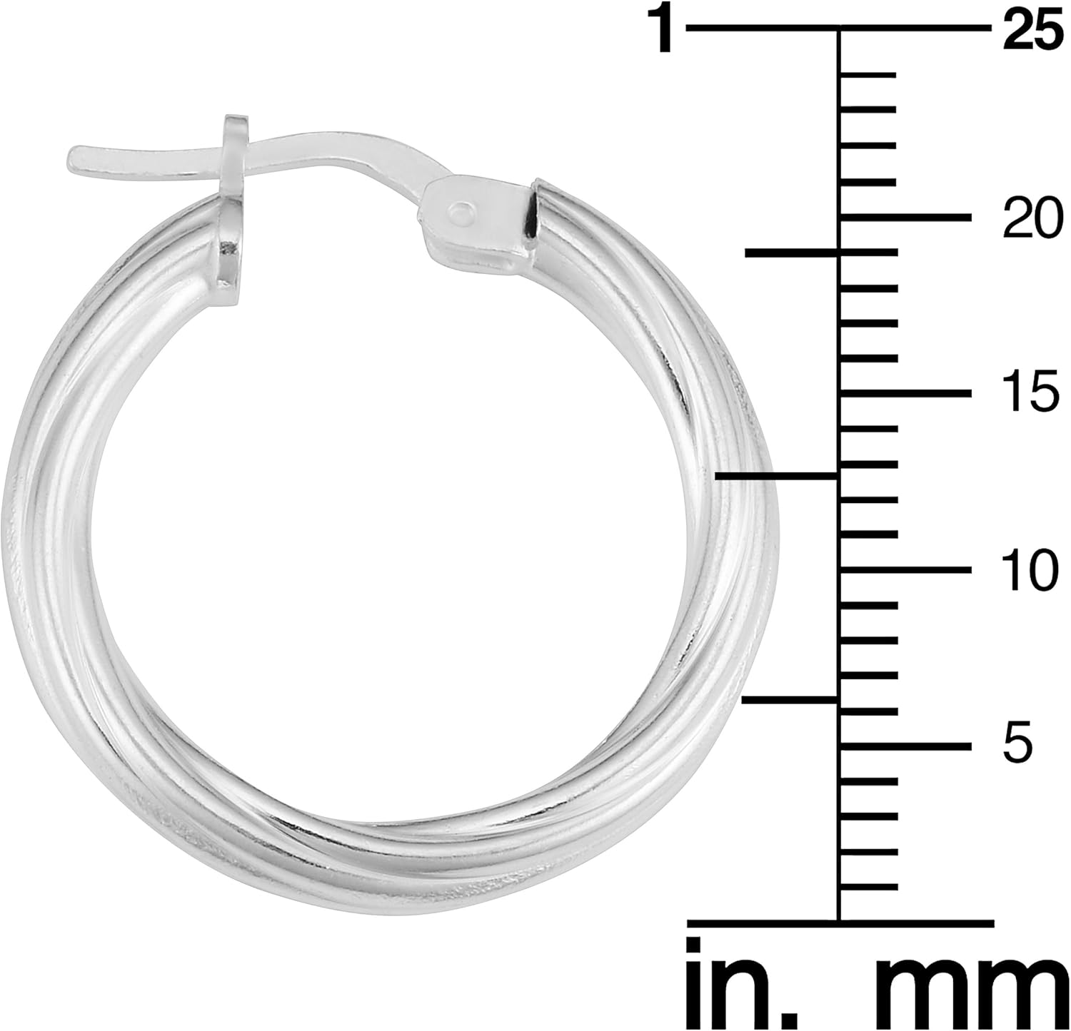 Kooljewelry Sterling Silver Twisted Hoop Earrings, 0.86 inch