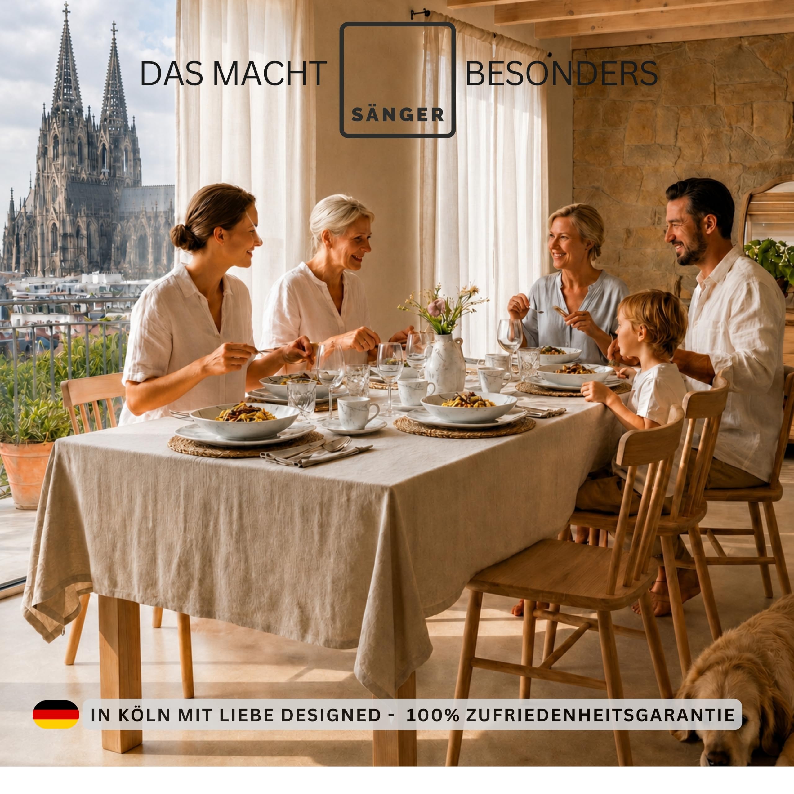 SÄNGER | Kombiservice Bilgola Marmor, 36-teiliges Geschirrset für 6 Personen mit Speise-, Dessert-, Suppentellern, Müslischalen, Kaffee- und Untertassen aus Porzellan, Eckig | PREMIUM COLLECTION