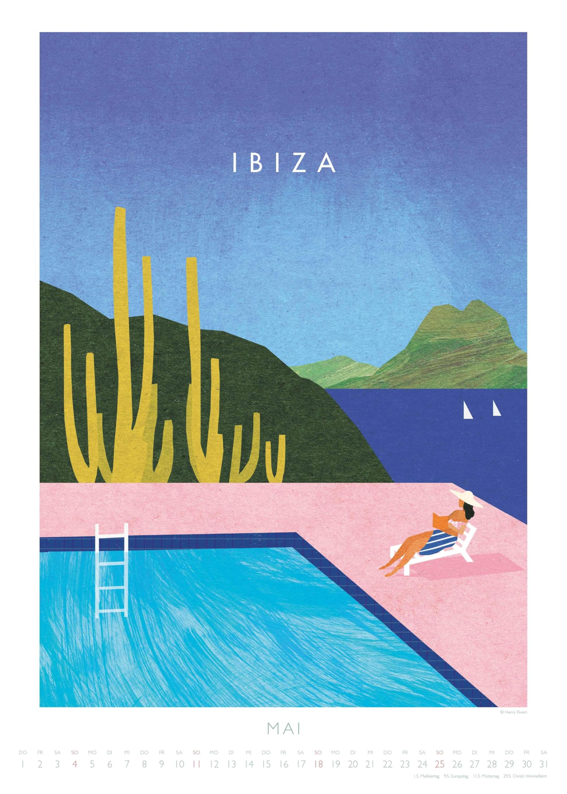 DUMONT - Rivers: Travelposter 2026 – Wandkalender im Posterformat 50 x 70 cm mit Art-Deco-Reiseplakaten von Henry Rivers