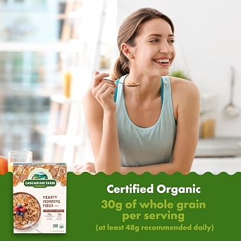 Cascadian Farm Organic Hearty Morning Fiber Cereal 14.6 oz Box,(Pack of 4)